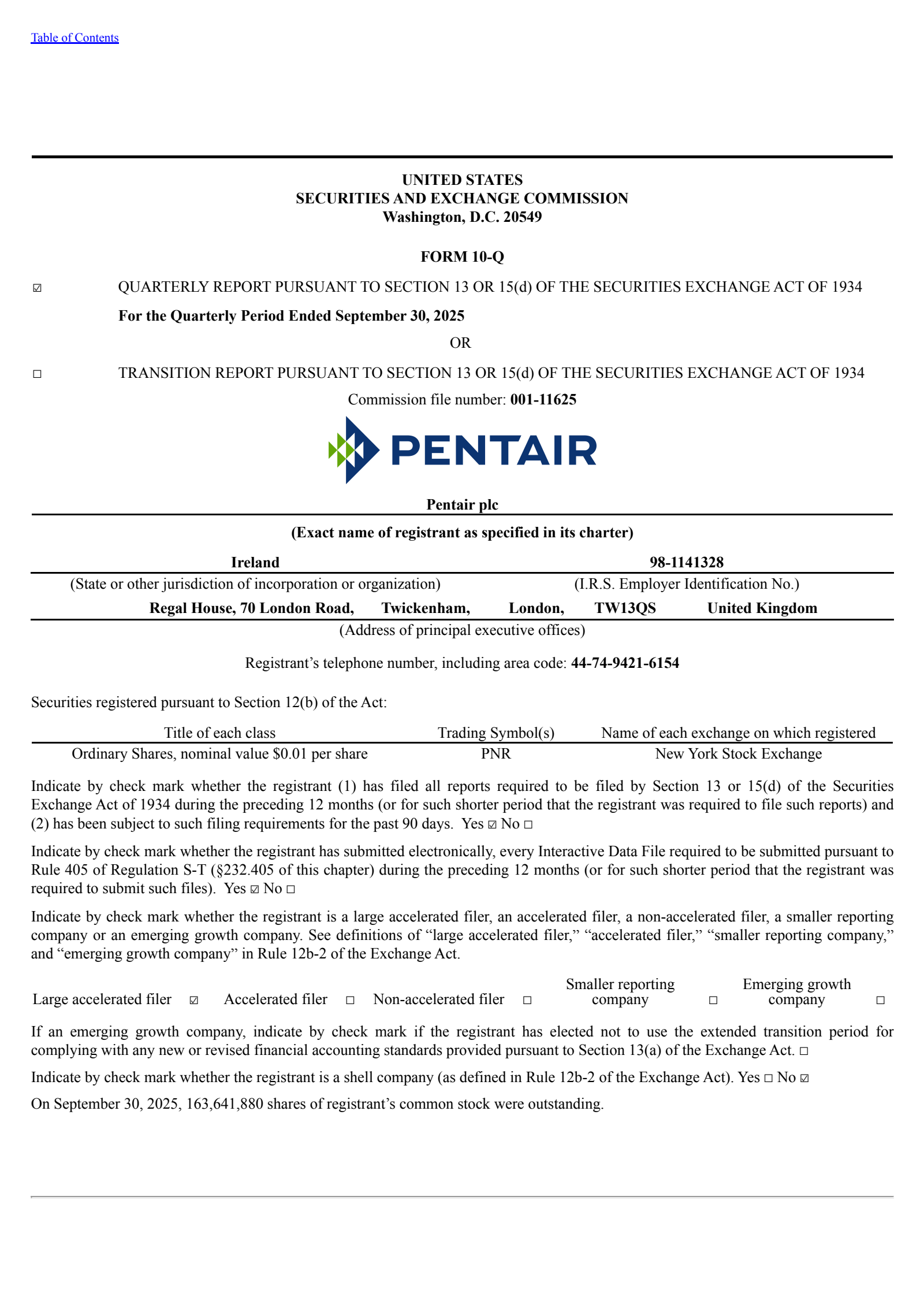 Pentair's Q3 2025 Quarterly Report