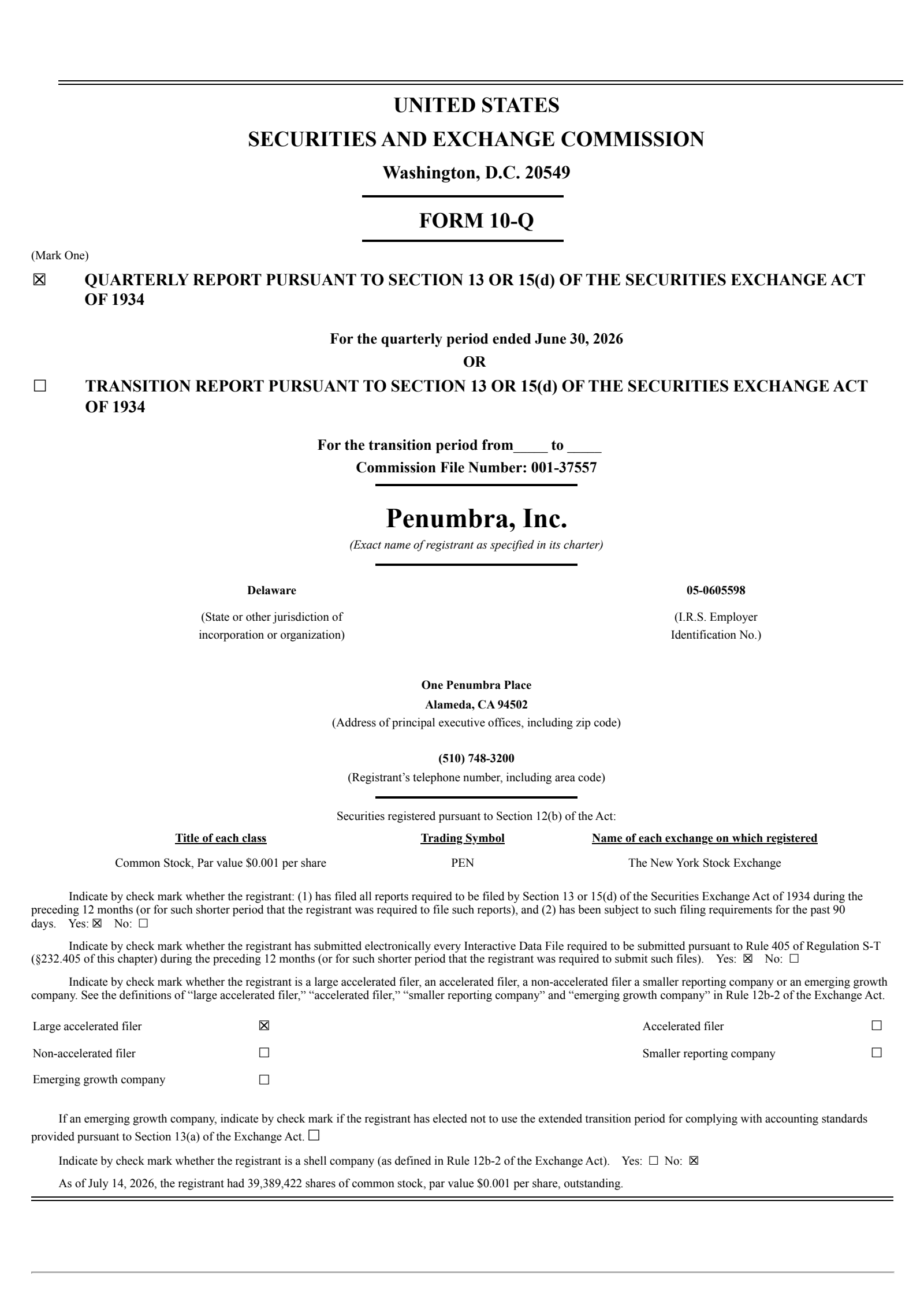 Penumbra's Q2 2026 Quarterly report