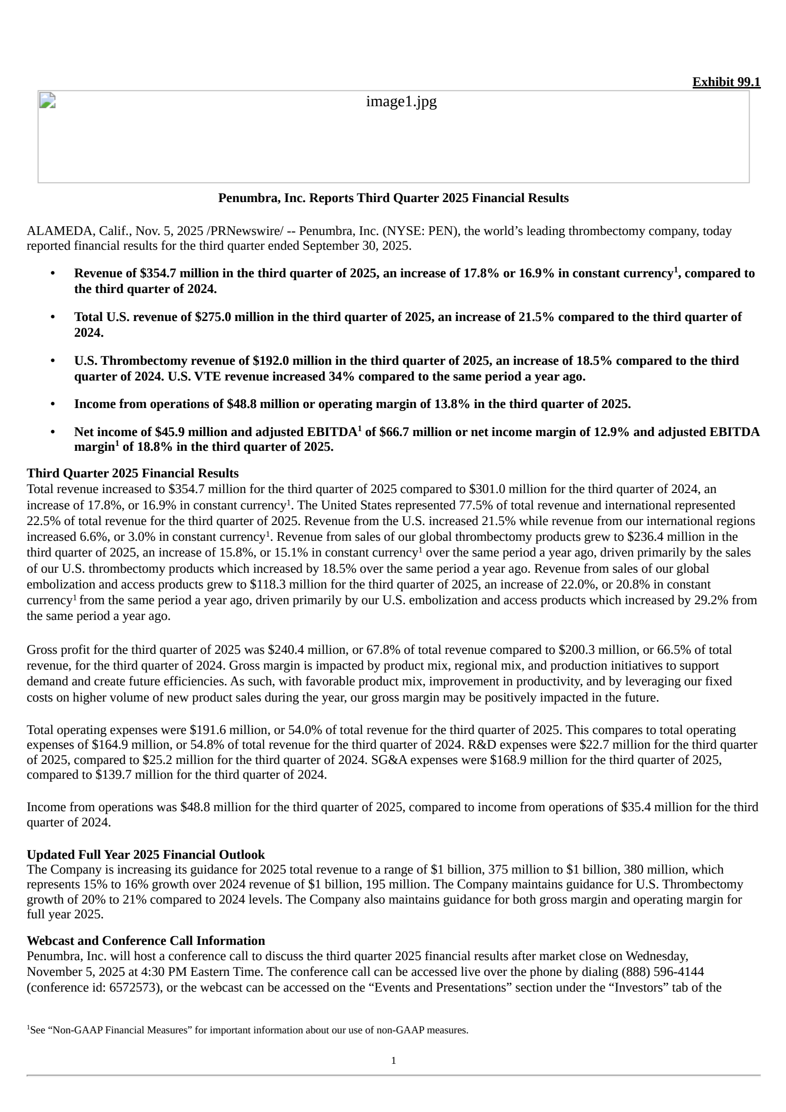 Penumbra's Q3 2025 Earnings Release