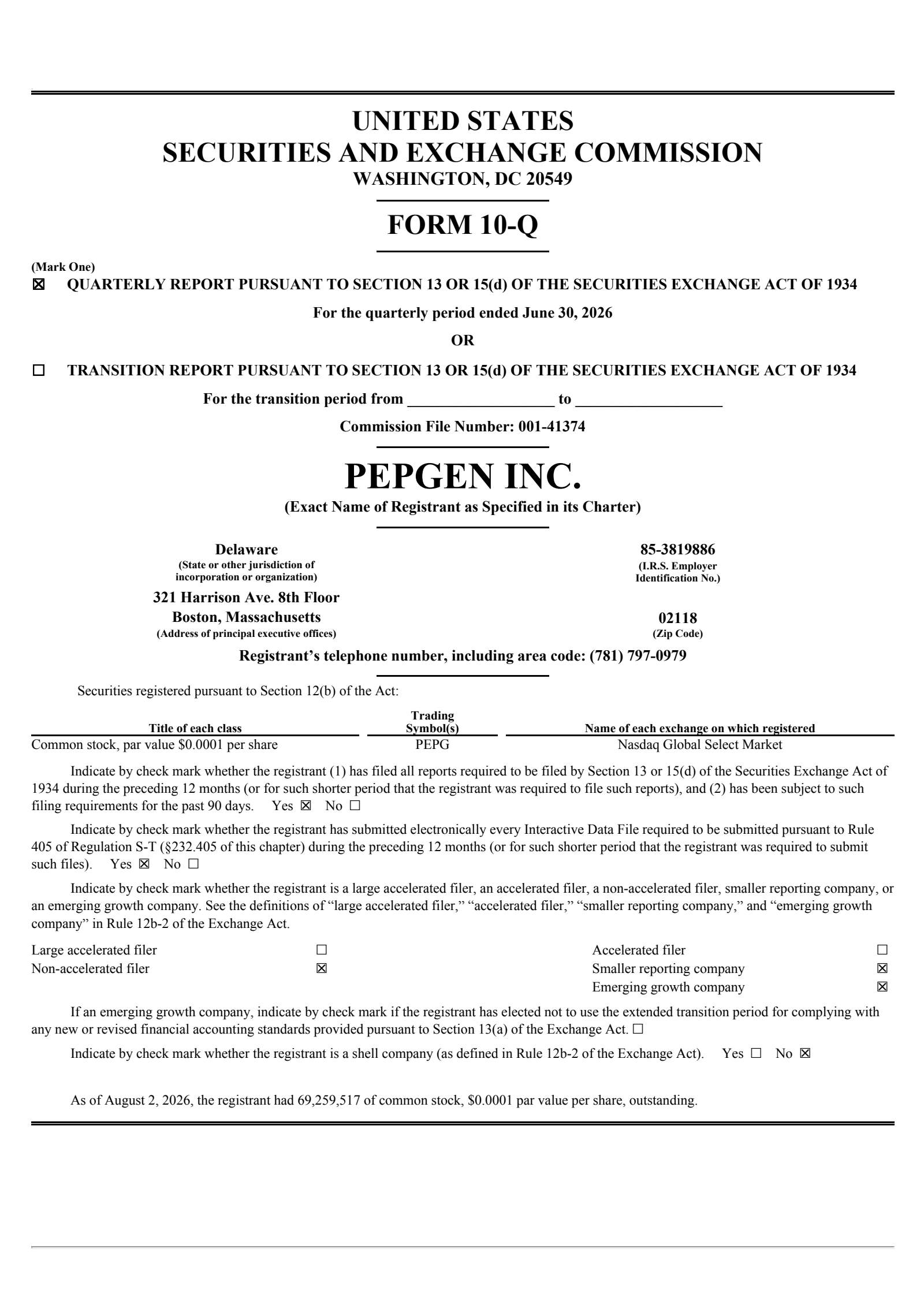 PepGen's Q2 2026 Quarterly report