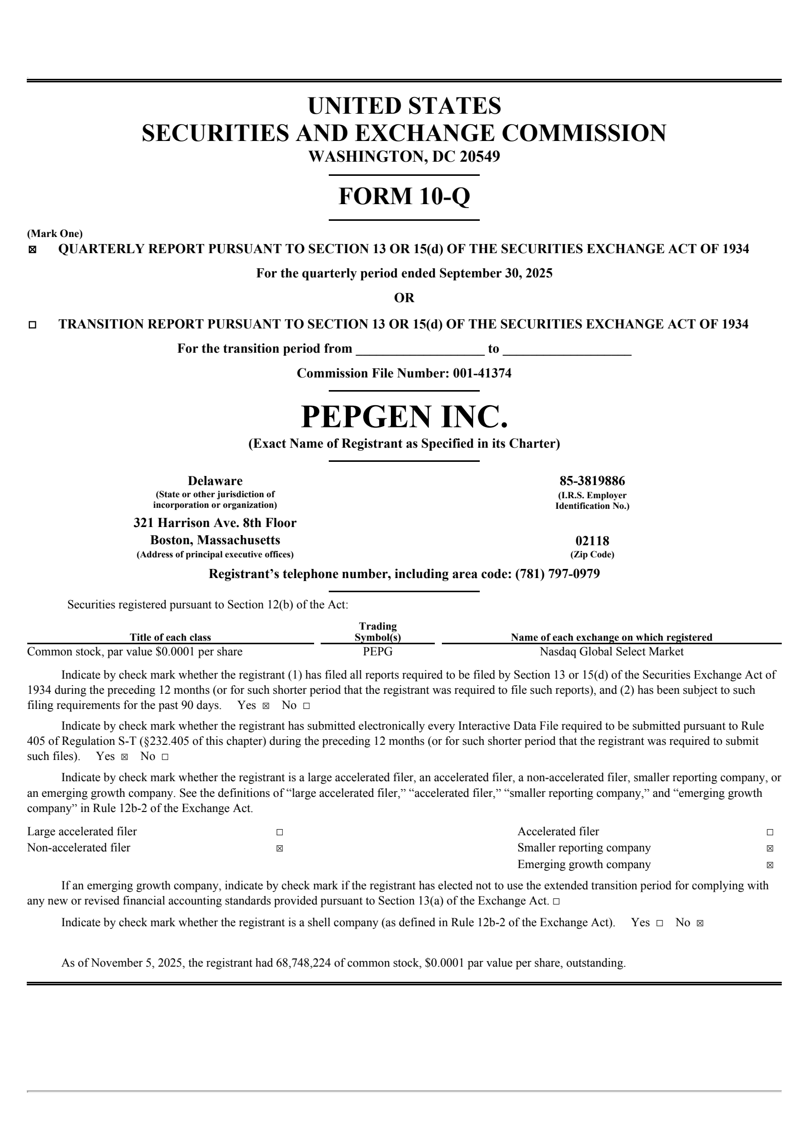PepGen's Q3 2025 Quarterly Report