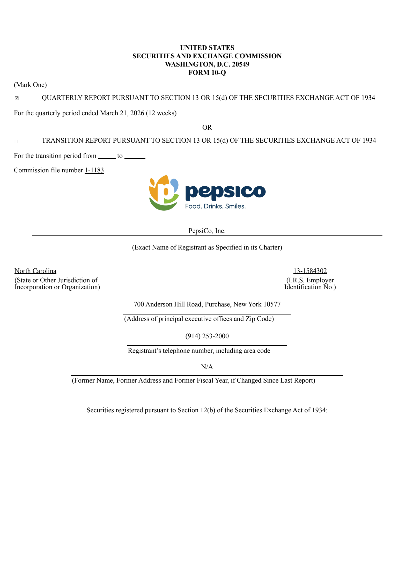 PepsiCo's Q1 2026 Quarterly report