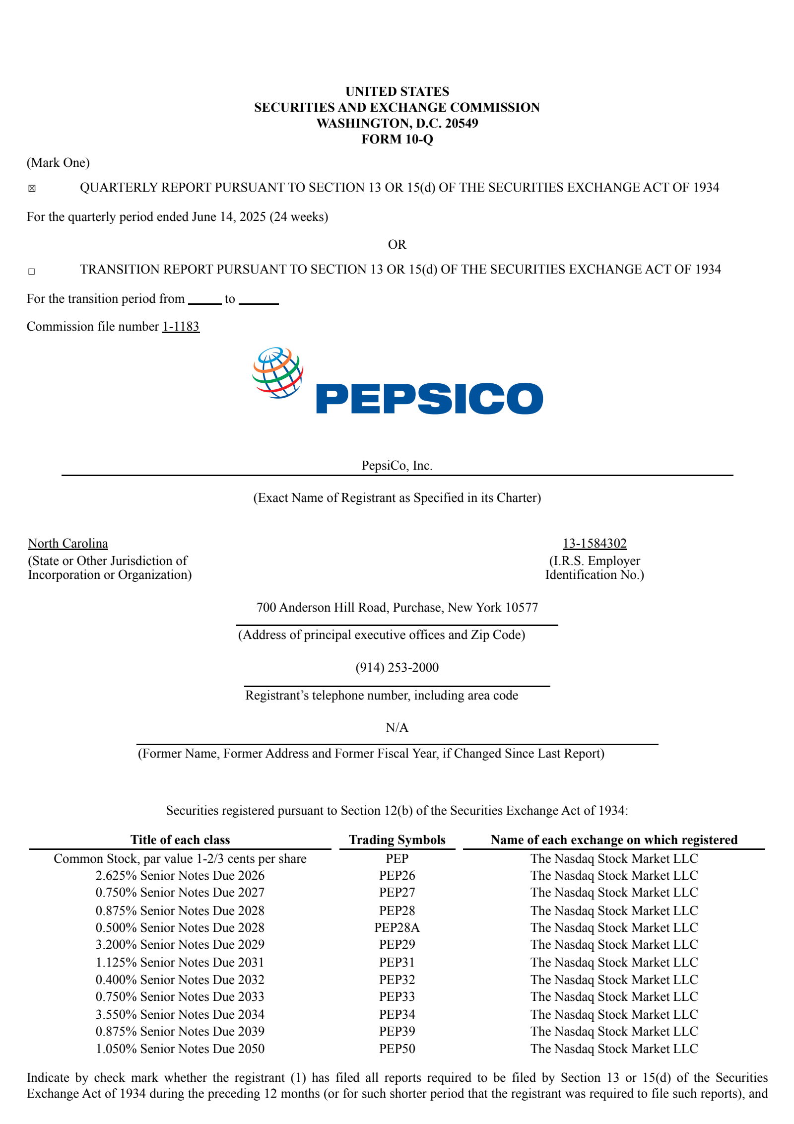 PepsiCo's Q2 2025 Quarterly report