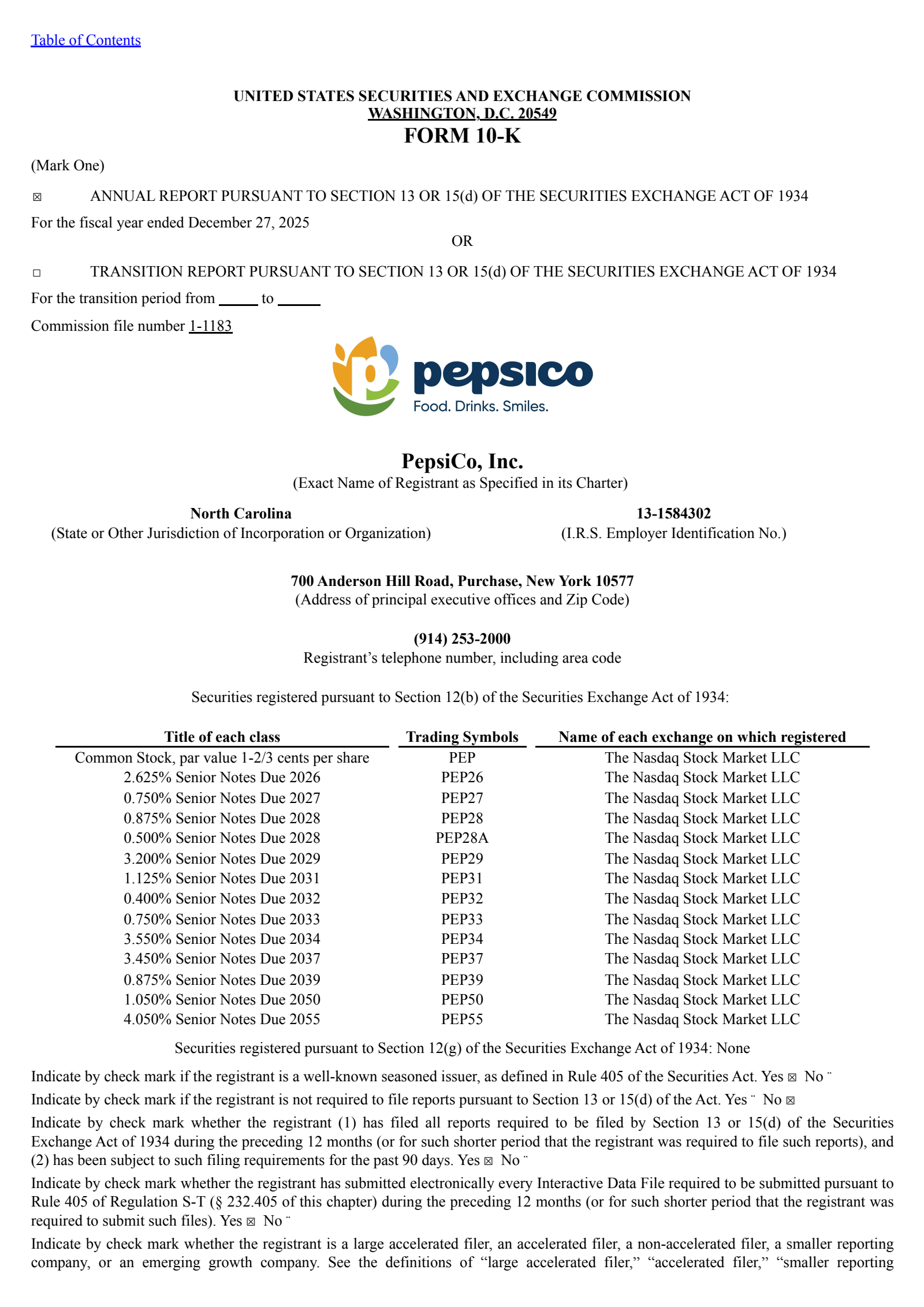 PepsiCo's Q4 2025 Annual report