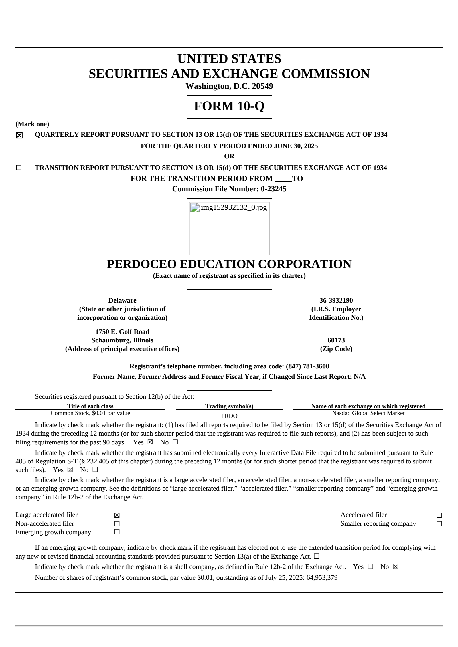 Perdoceo Education's Q2 2025 Quarterly report