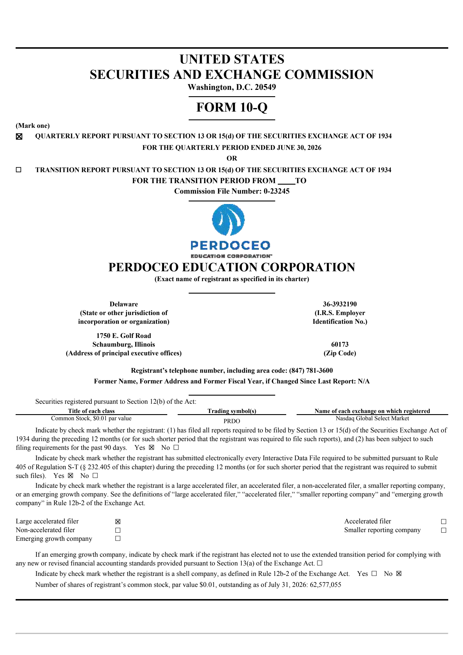 Perdoceo Education's Q2 2026 Quarterly report