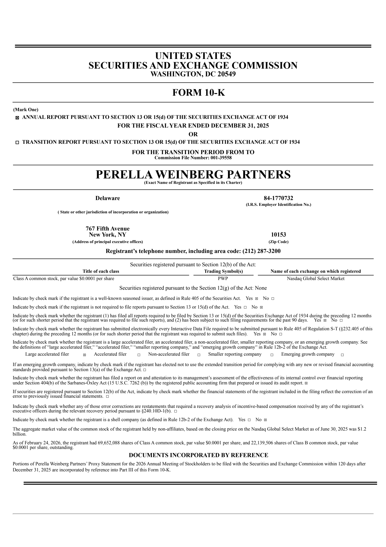 Perella Weinberg Partners' Q4 2025 Annual report