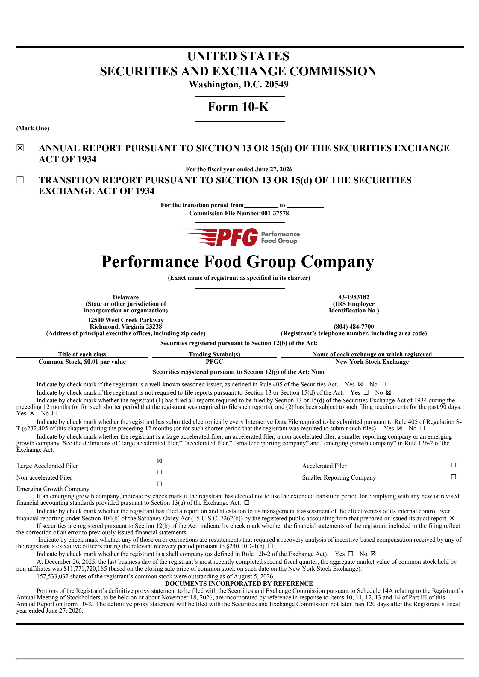 Performance Food Group's Q4 2026 Annual report