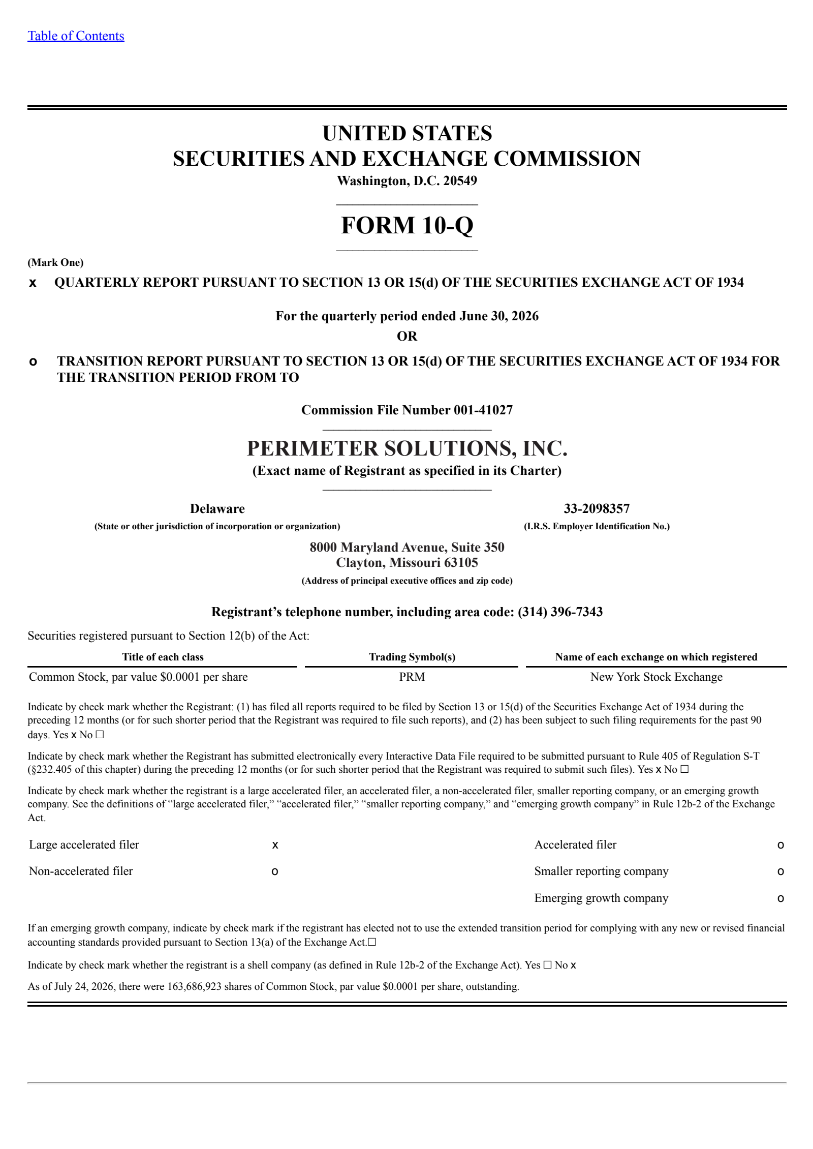 Perimeter Solutions' Q2 2026 Quarterly report