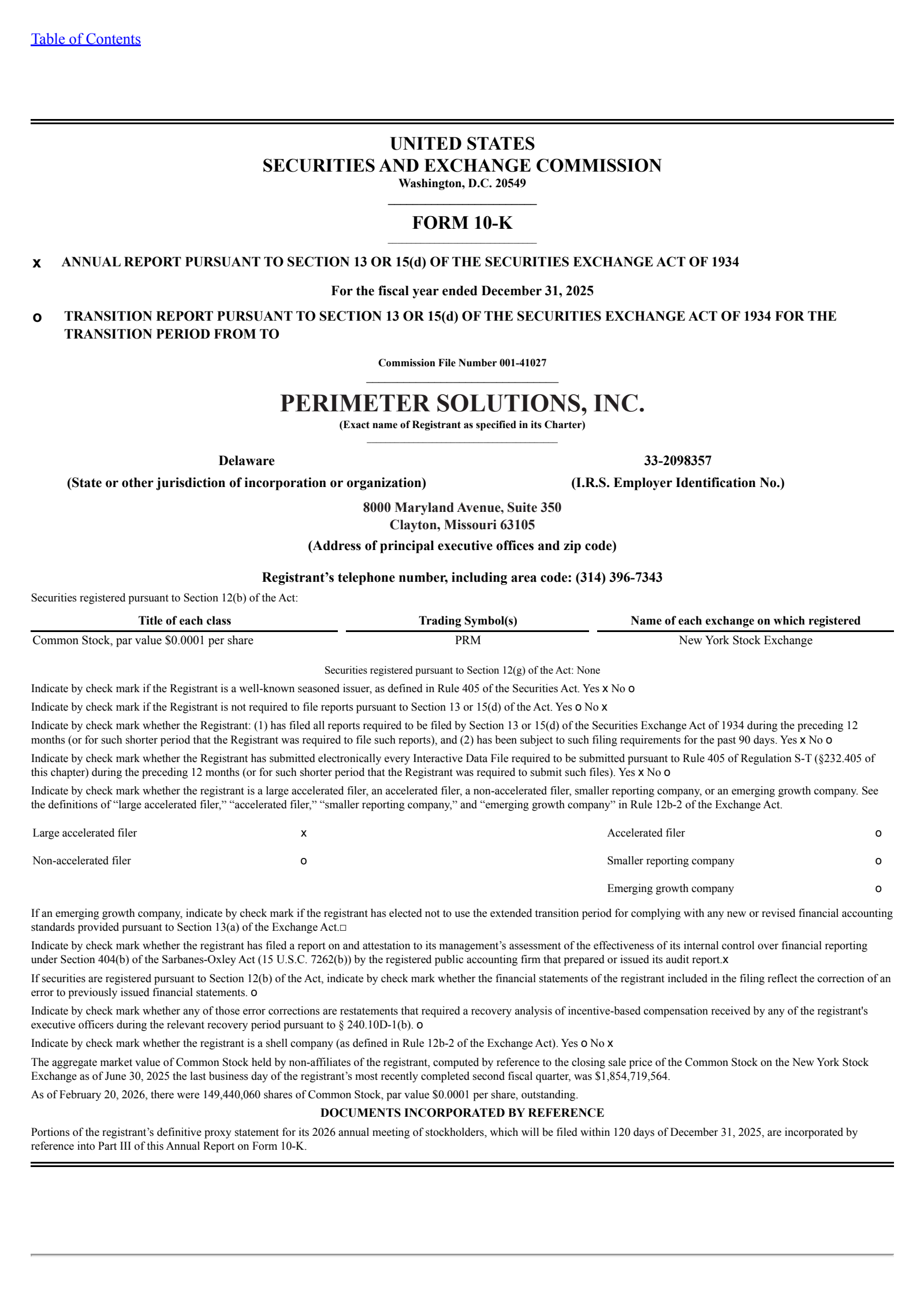 Perimeter Solutions' Q4 2025 Annual report