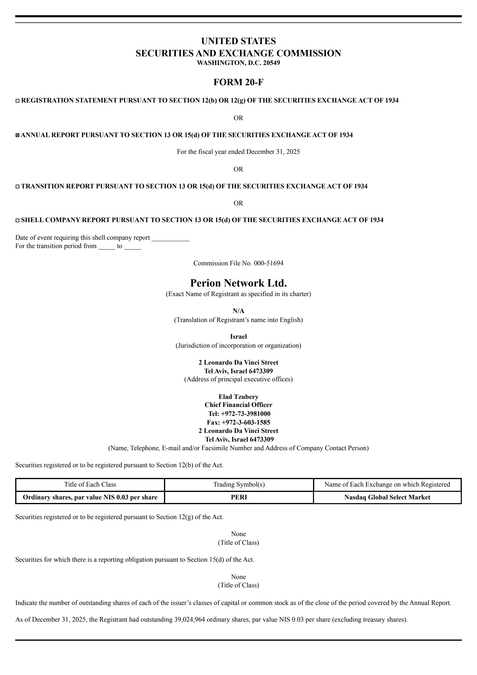Perion Network's Q4 2025 Annual report