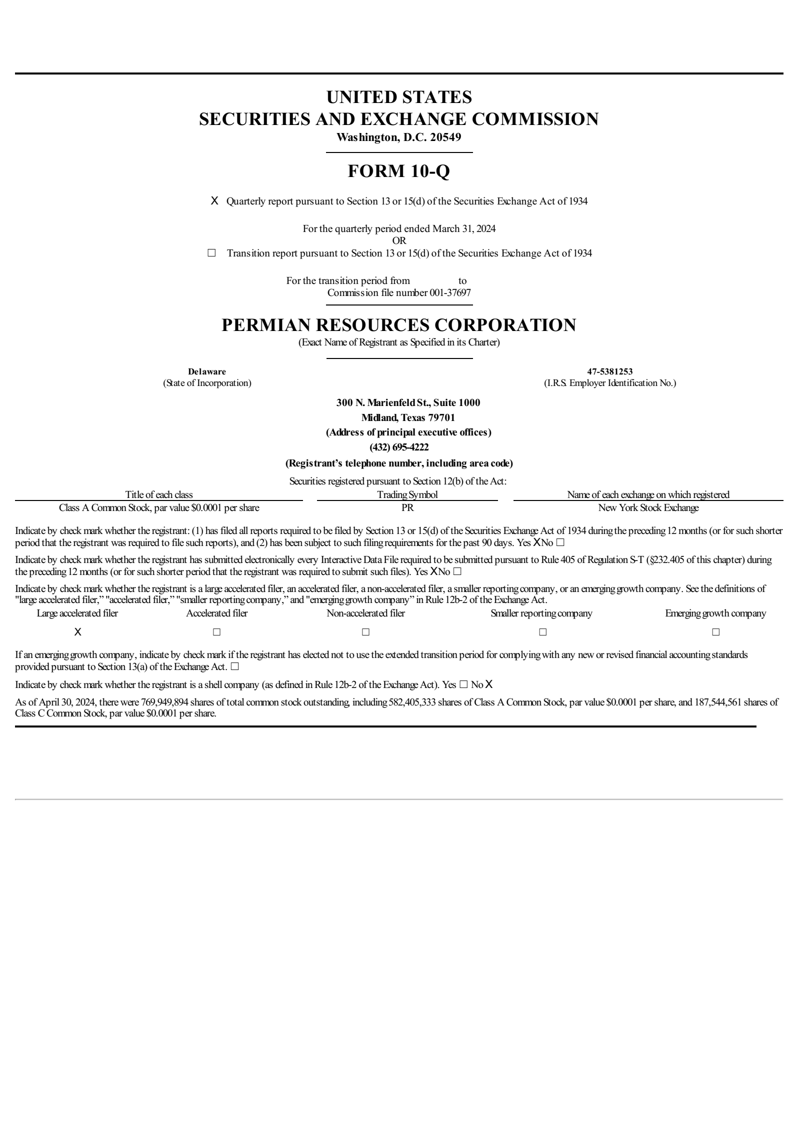 Permian Resources' Q1 2024 Quarterly Report