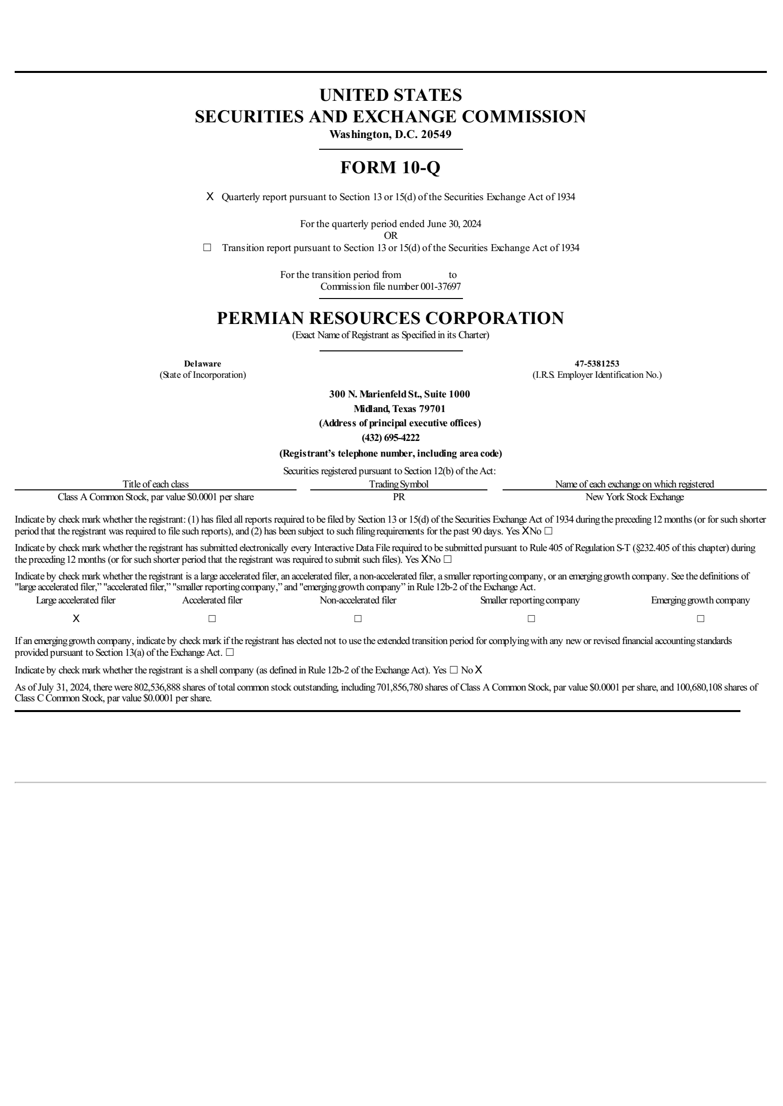 Permian Resources' Q2 2024 Quarterly Report