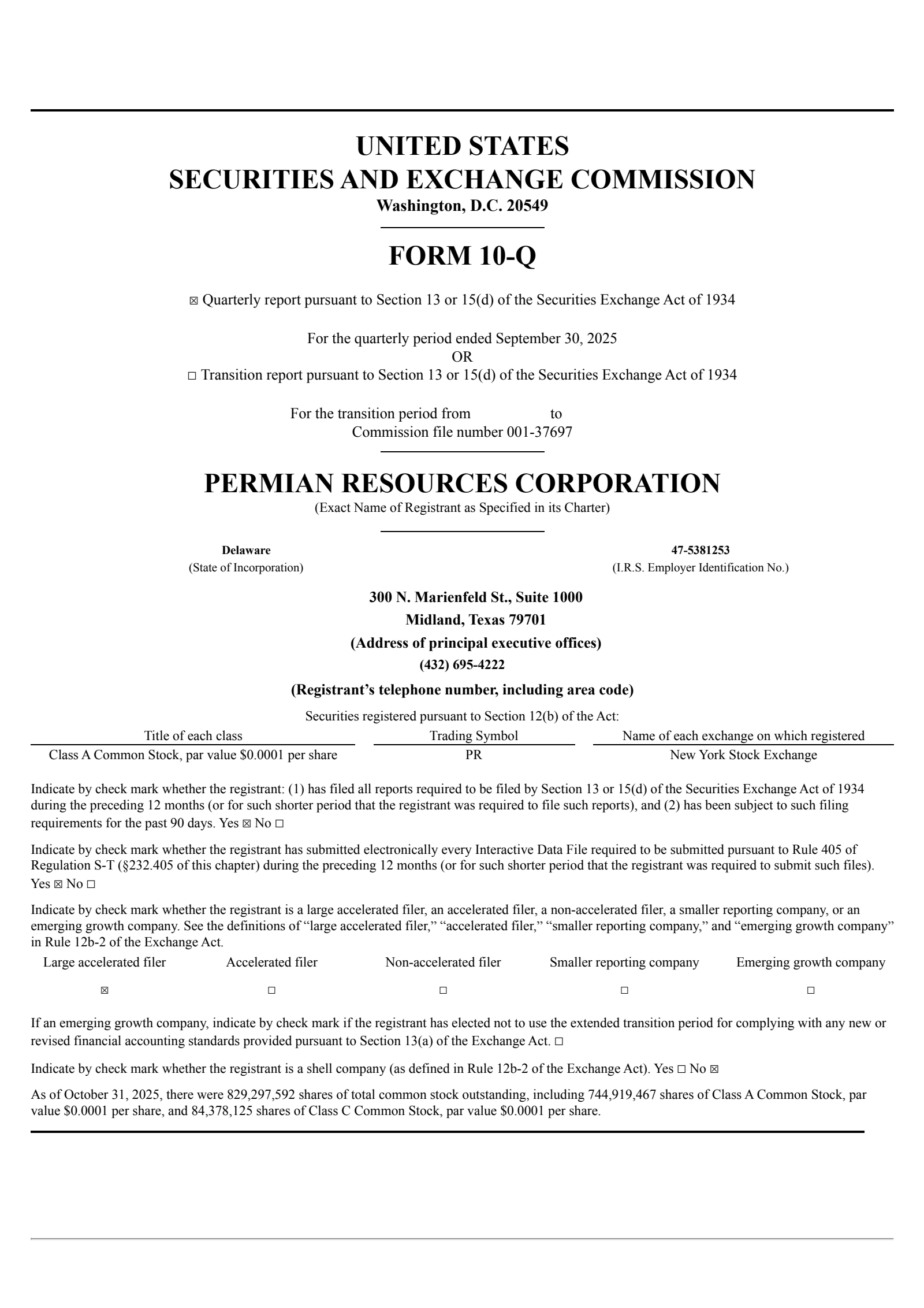 Permian Resources' Q3 2025 Quarterly Report