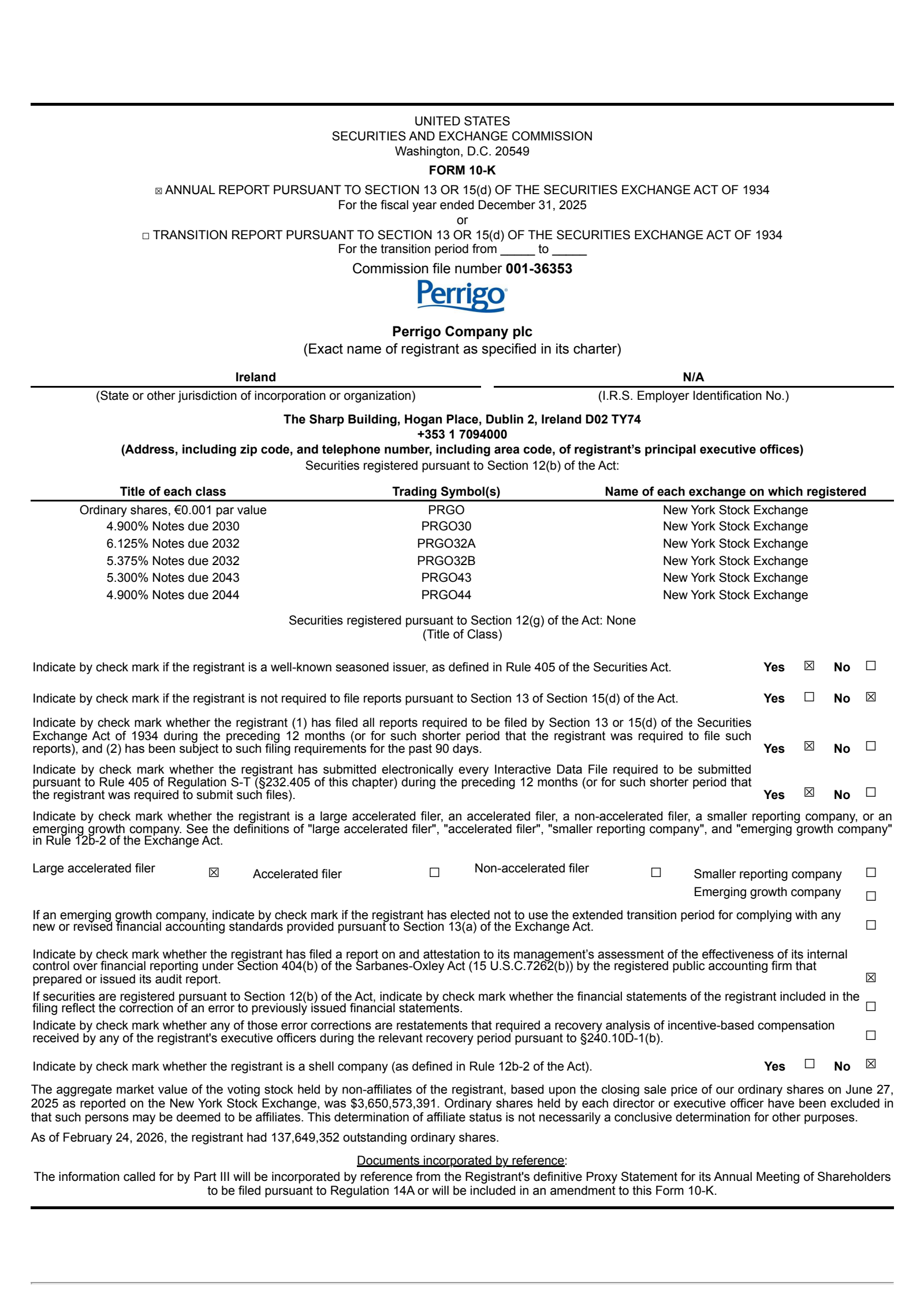 Perrigo's Q4 2025 Annual report