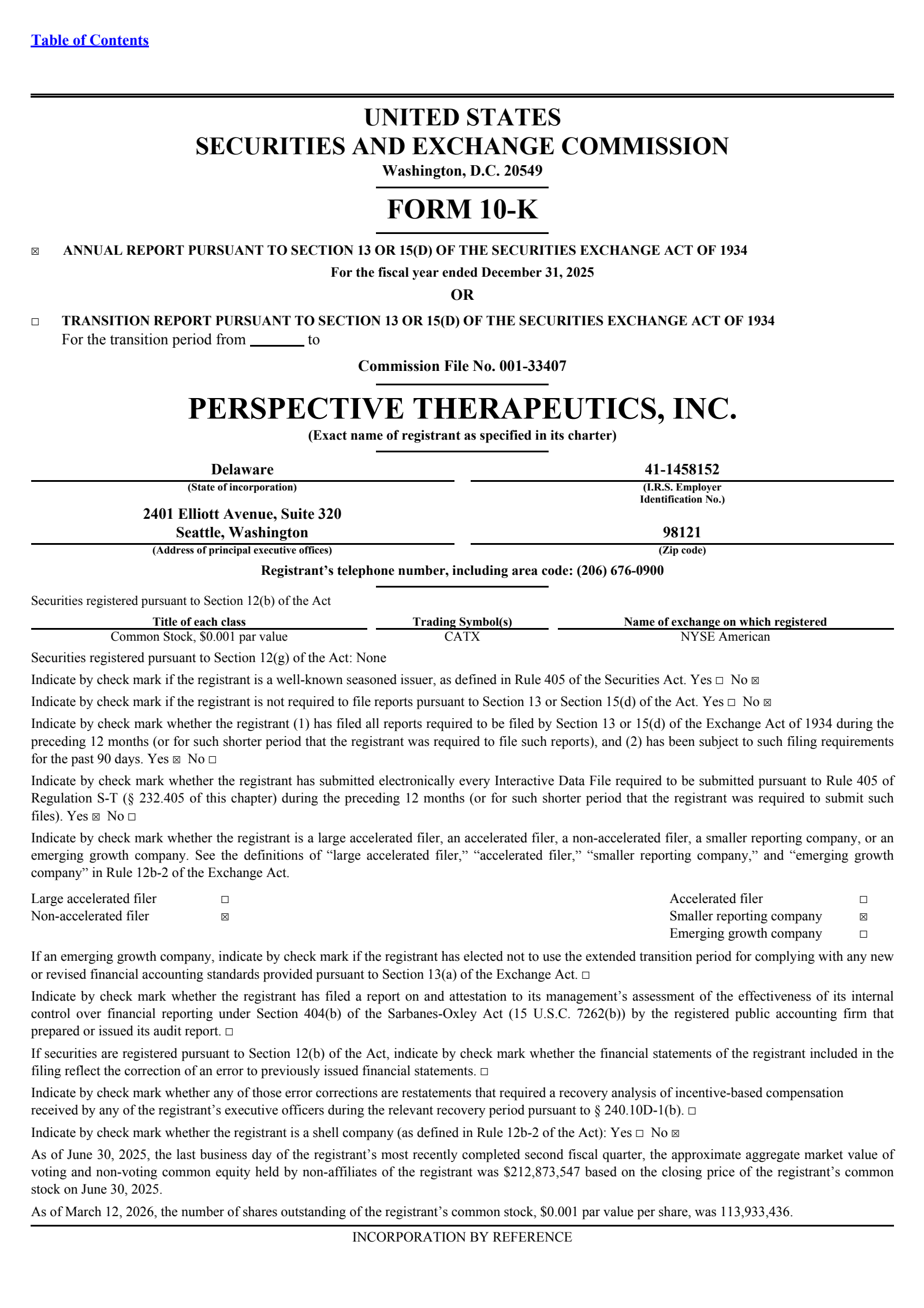 Perspective Therapeutics' Q4 2025 Annual report