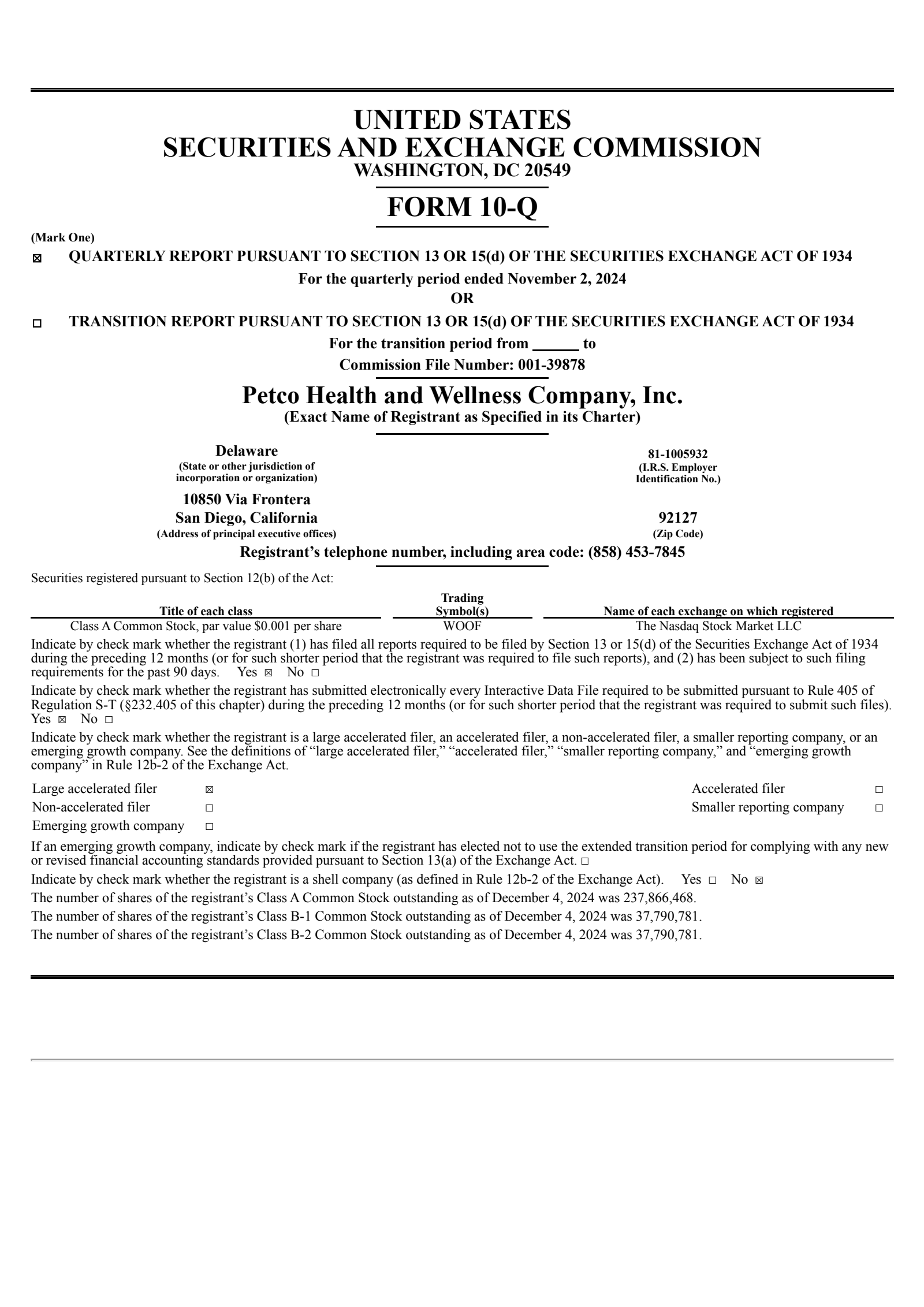 Petco Health and Wellness' Q3 2025 Quarterly report