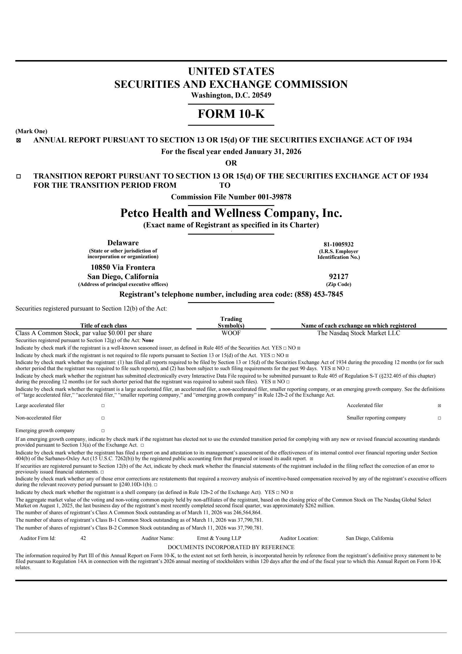 Petco Health and Wellness' Q4 2026 Annual report