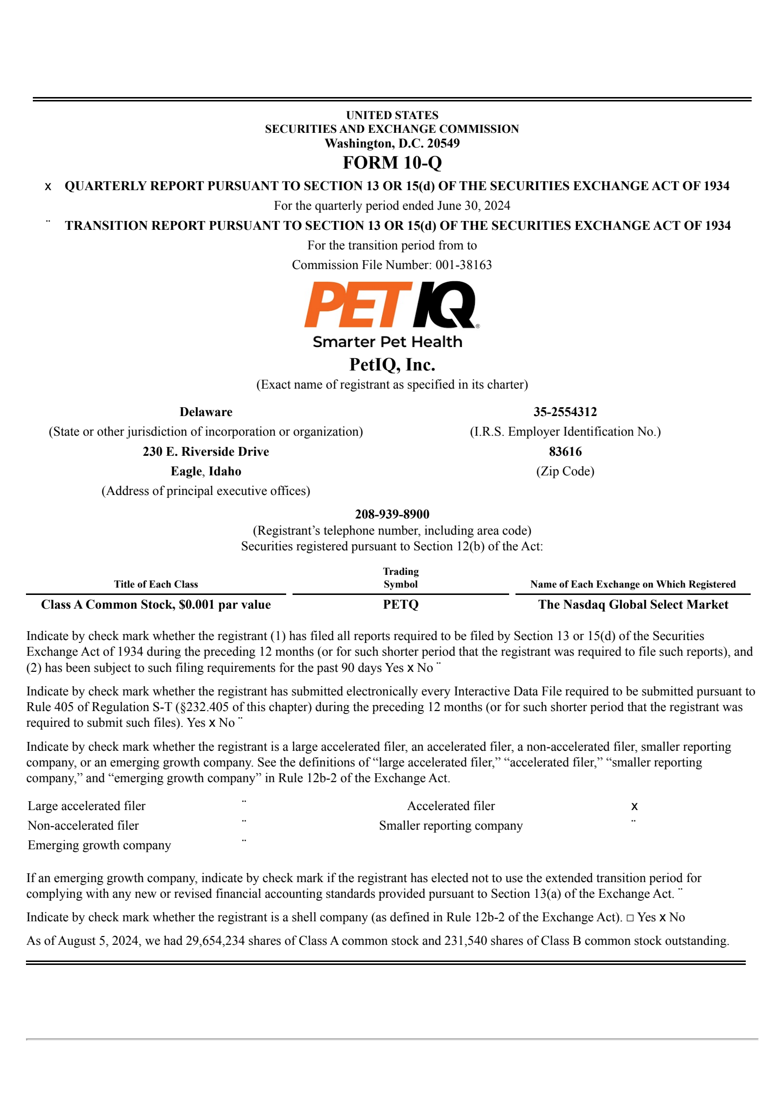 PetIQ's Q2 2024 Quarterly report