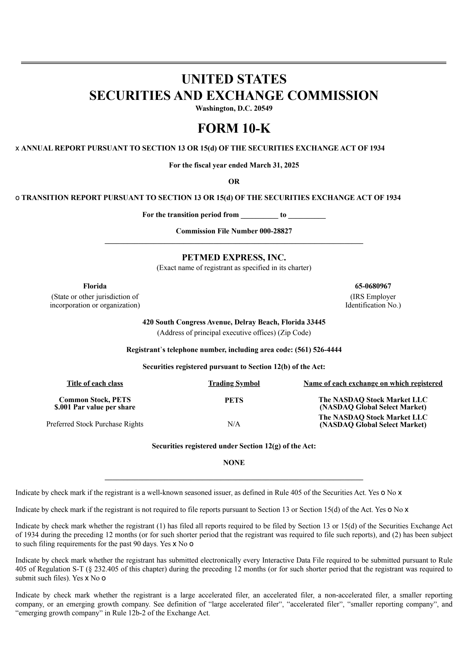 PetMed Express' Q4 2025 Annual Report
