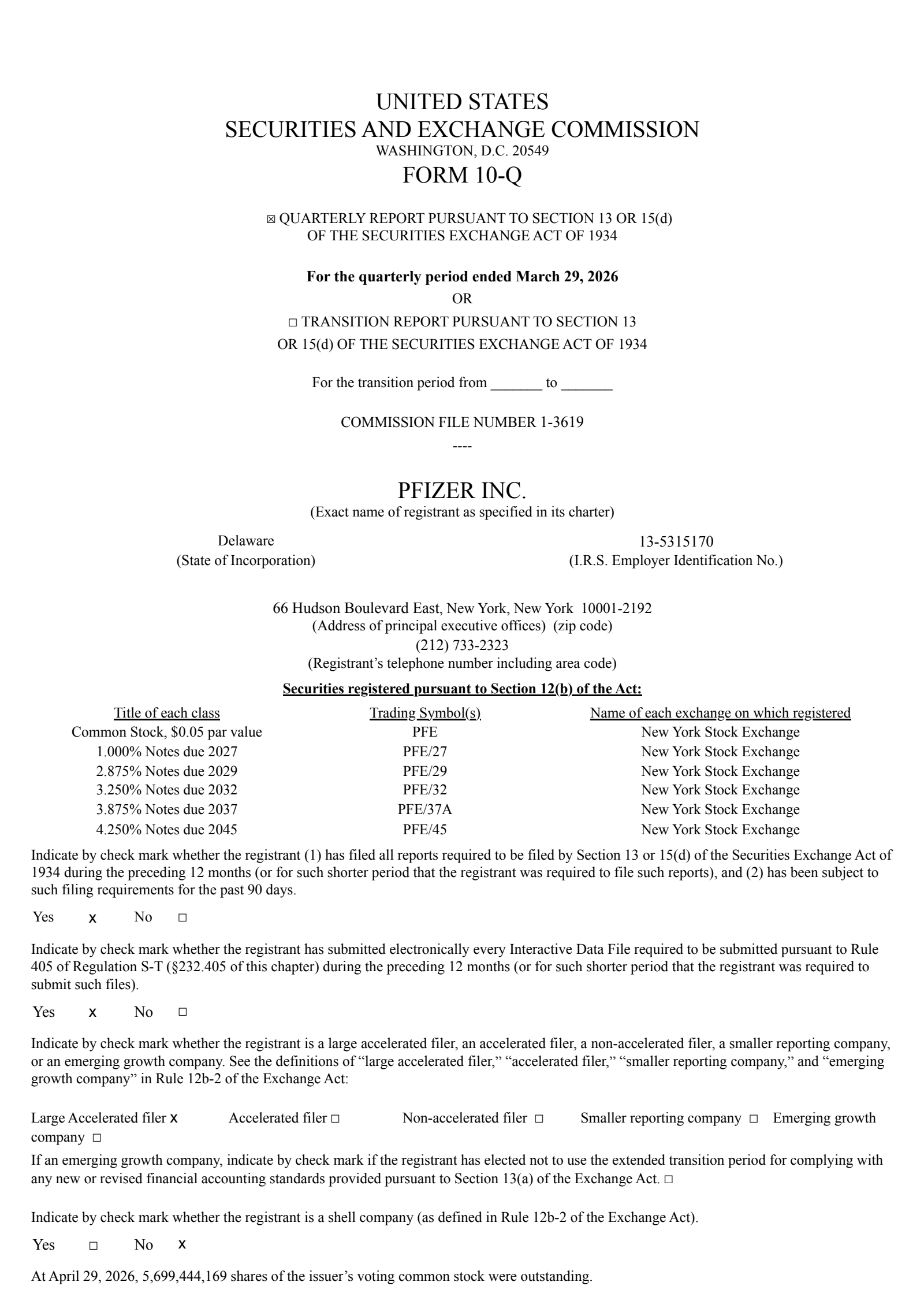 Pfizer's Q1 2026 Quarterly report