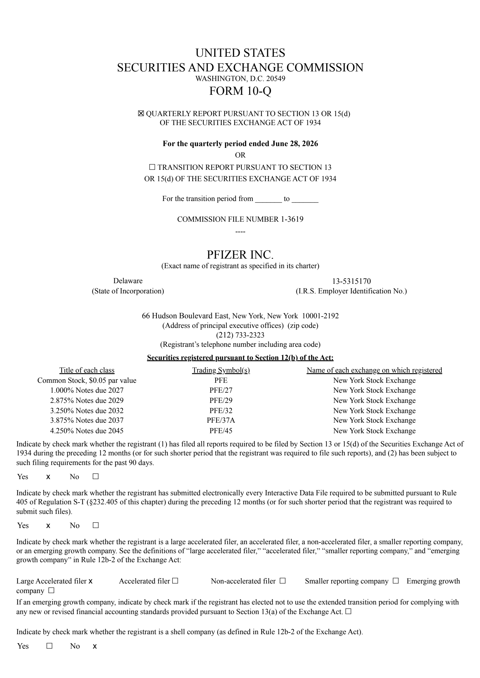 Pfizer's Q2 2026 Quarterly report