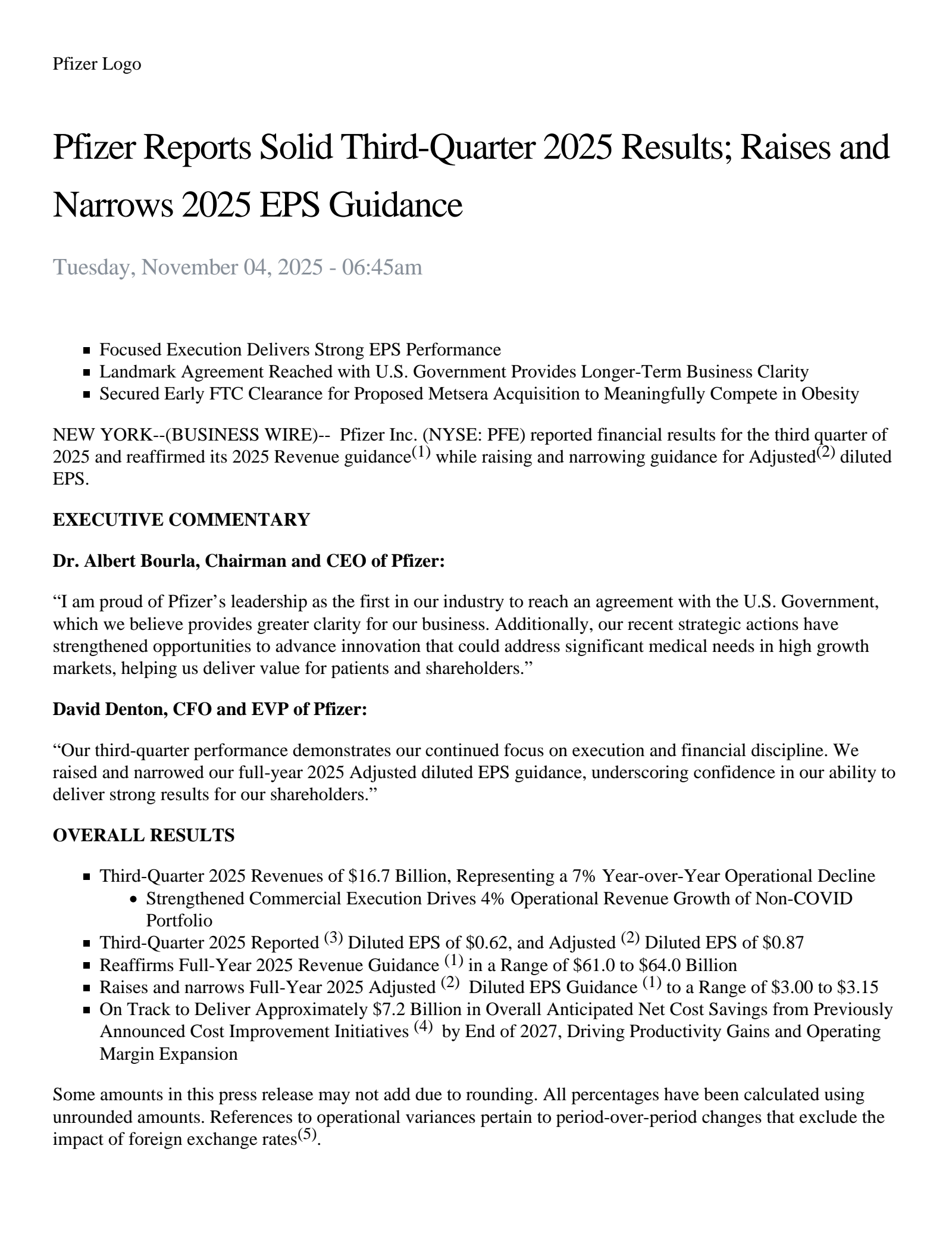 PFE Q3 2025 Earnings Report on 11/4/2025