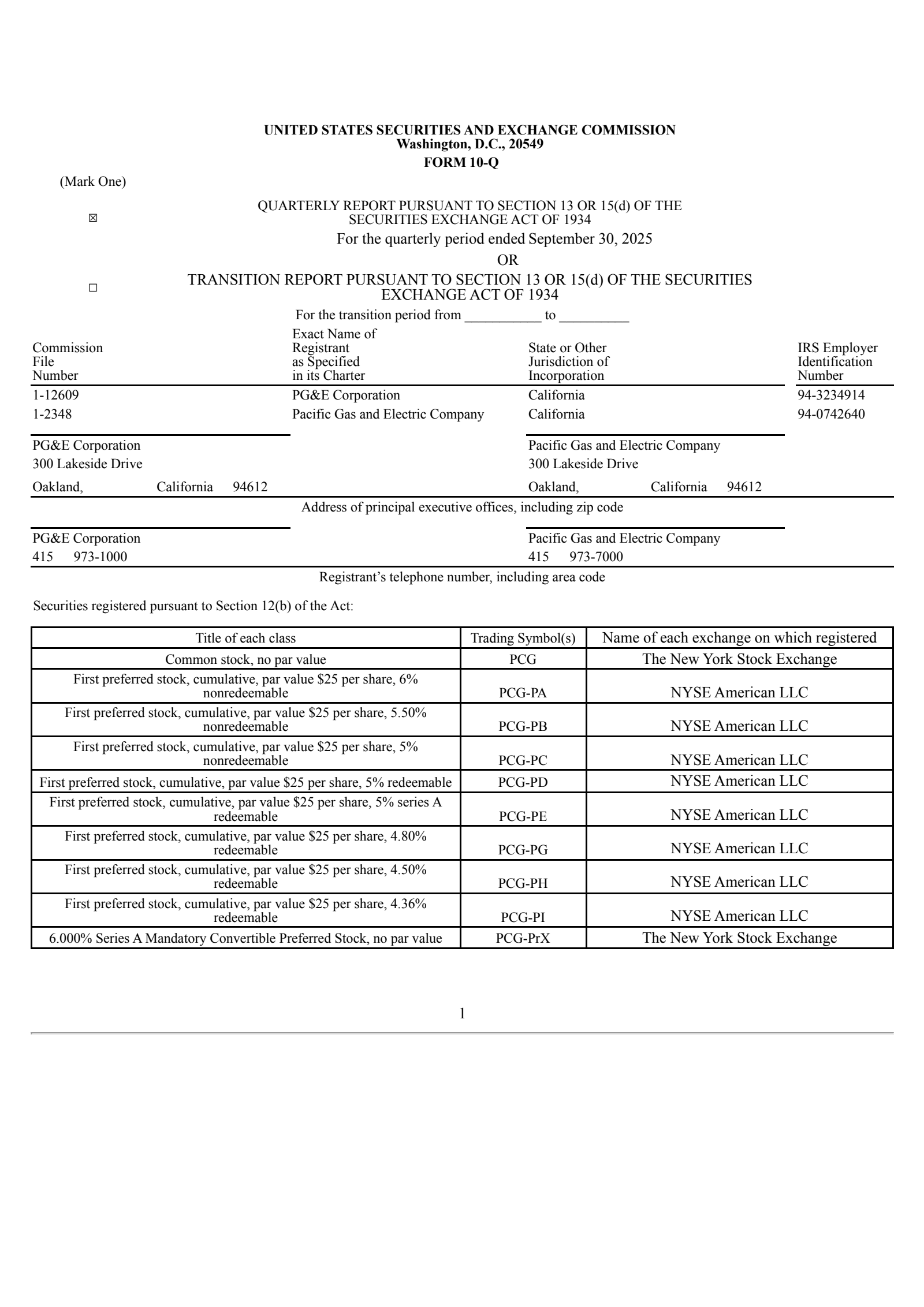 Pacific Gas & Electric's Q3 2025 Quarterly Report