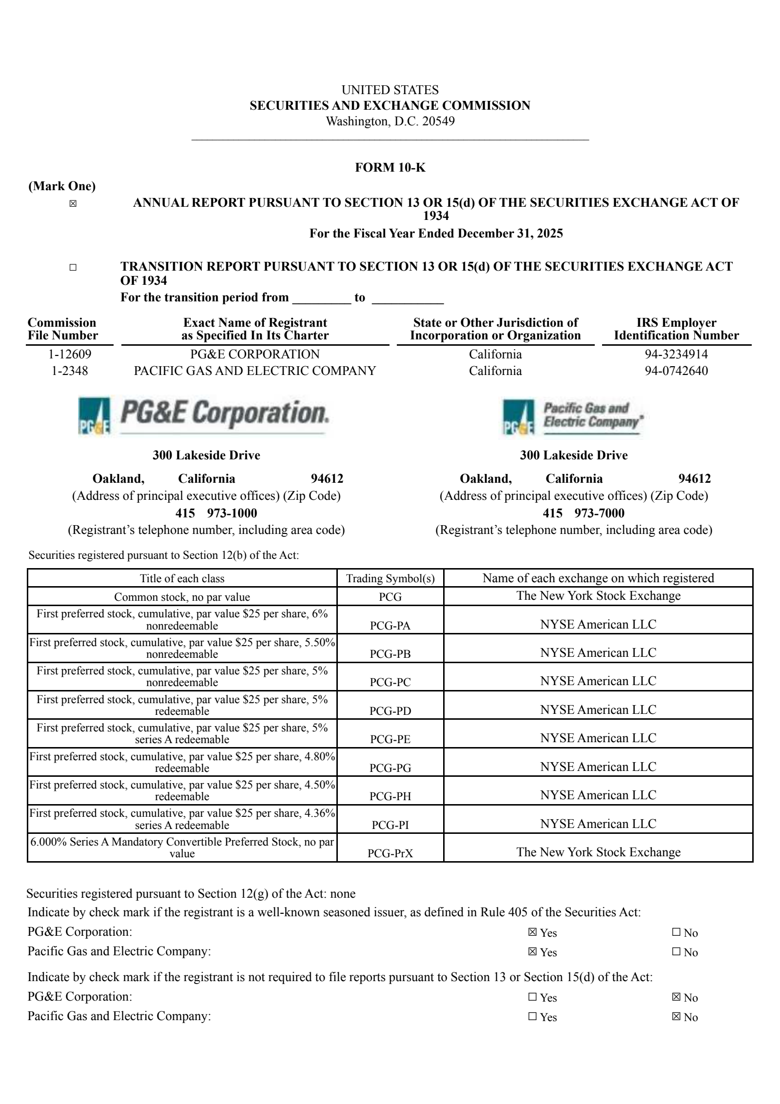 Pacific Gas & Electric's Q4 2025 Annual report