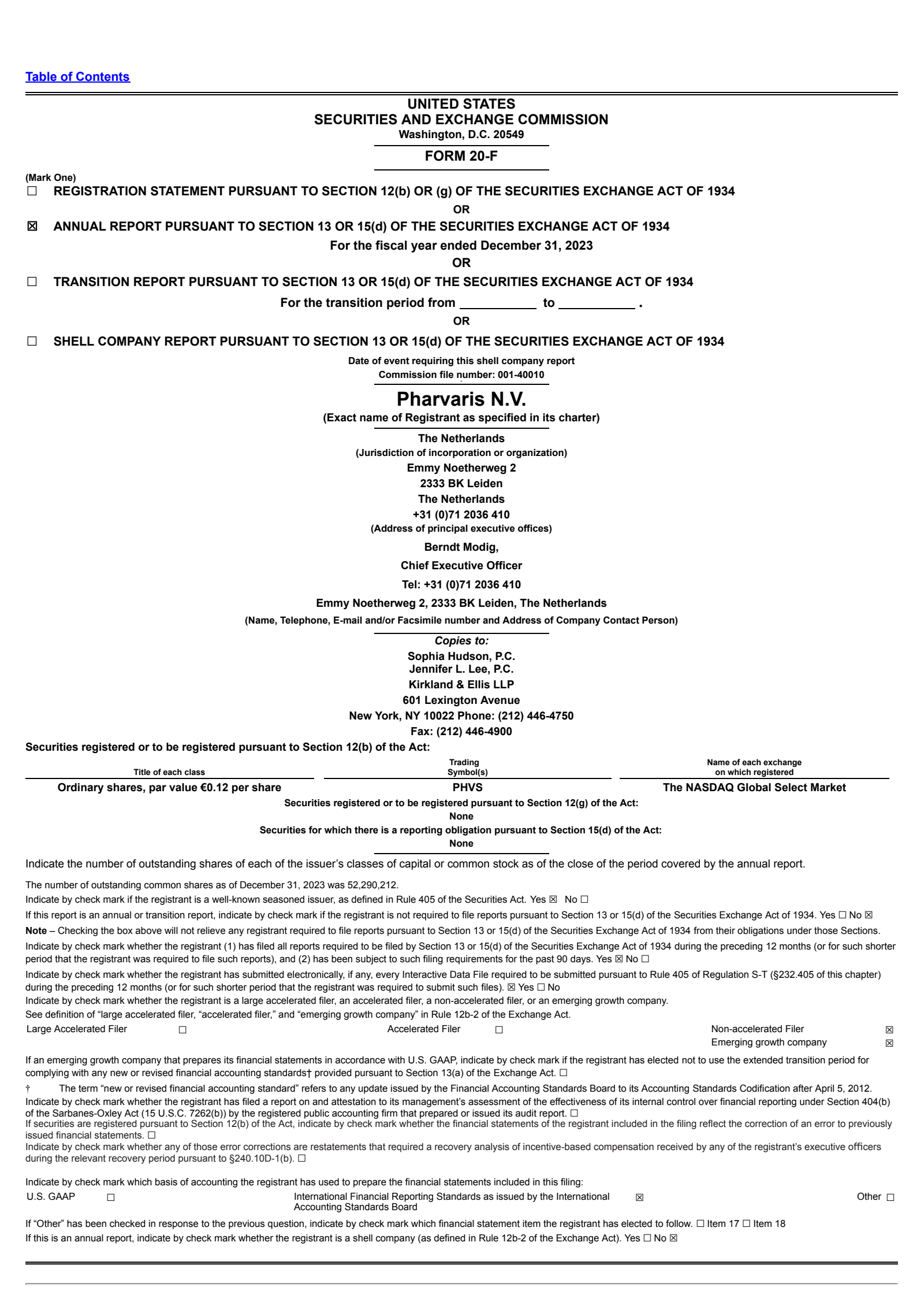 Pharvaris' Q4 2023 Annual Report