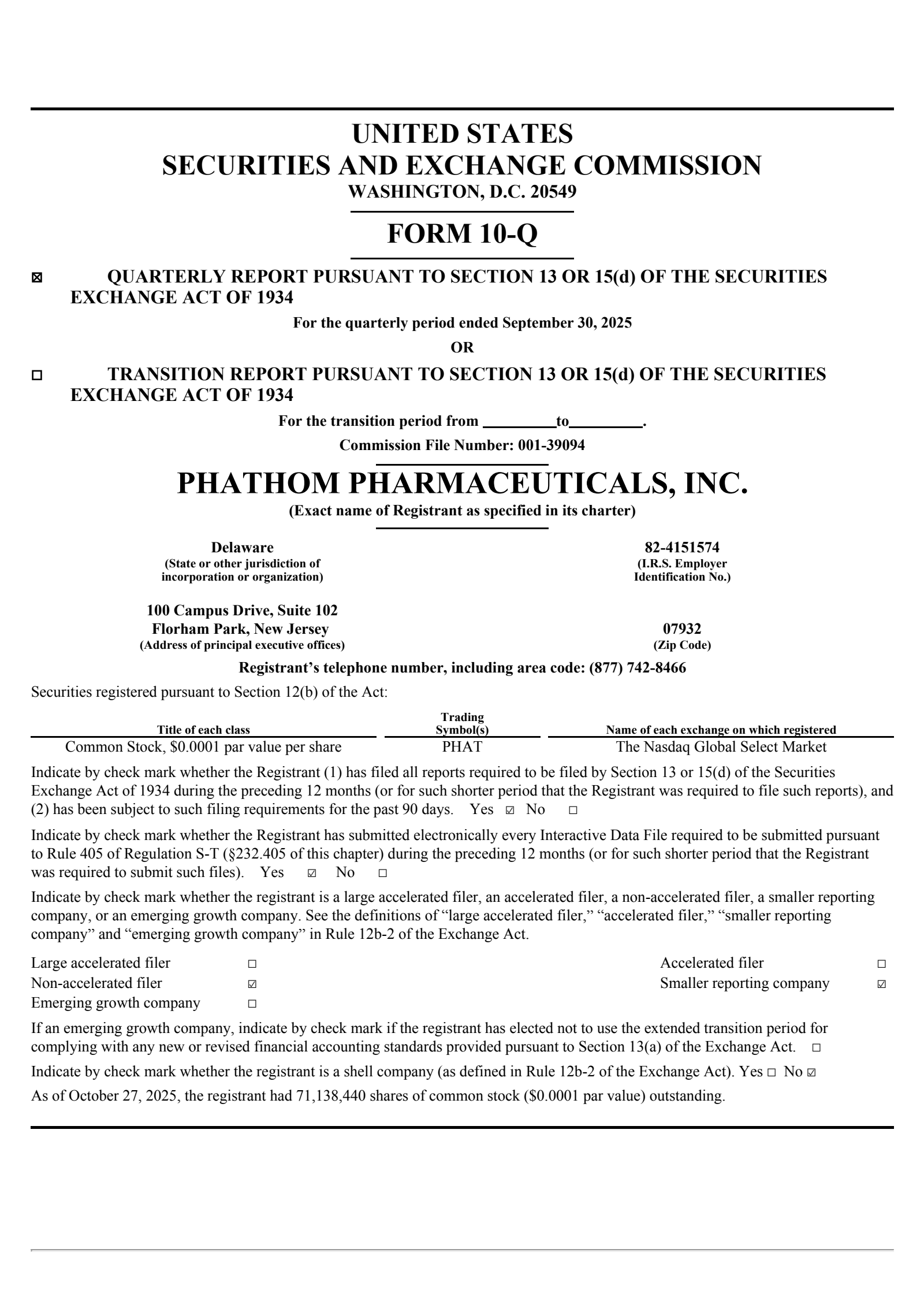 Phathom Pharmaceuticals' Q3 2025 Quarterly Report