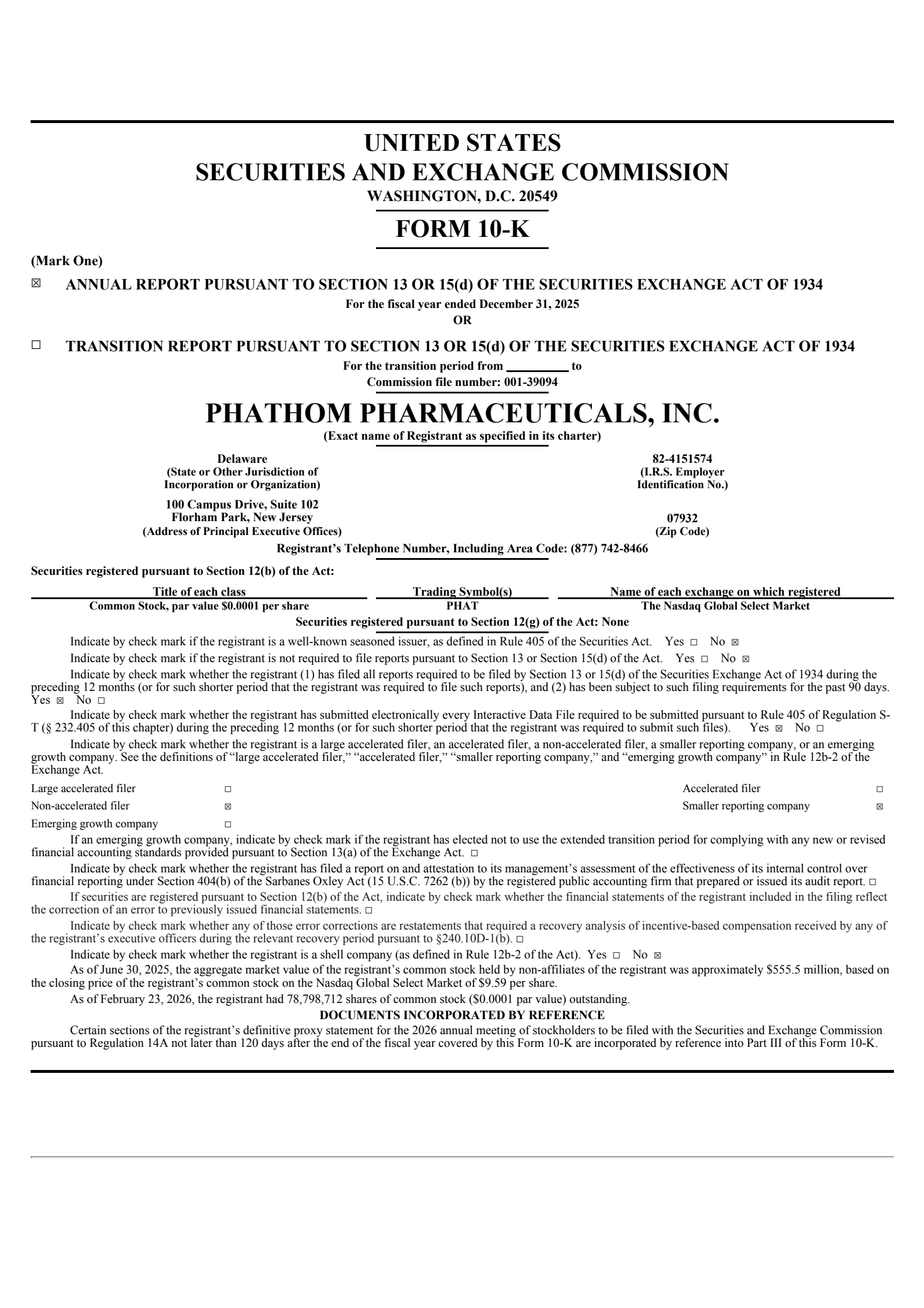 Phathom Pharmaceuticals' Q4 2025 Annual report
