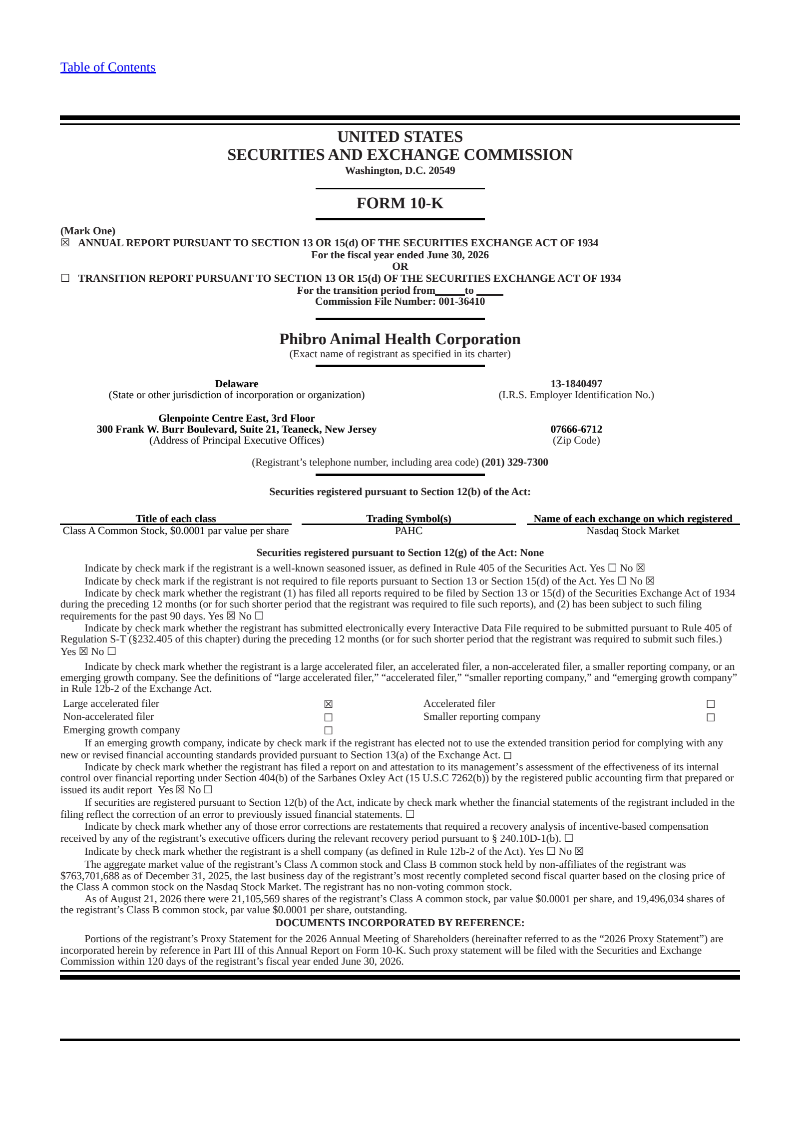 Phibro Animal Health's Q4 2026 Annual report