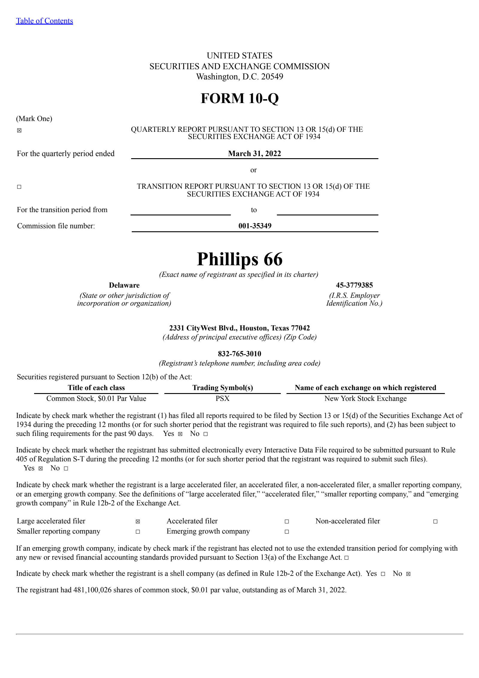Phillips 66's Q1 2022 Quarterly report