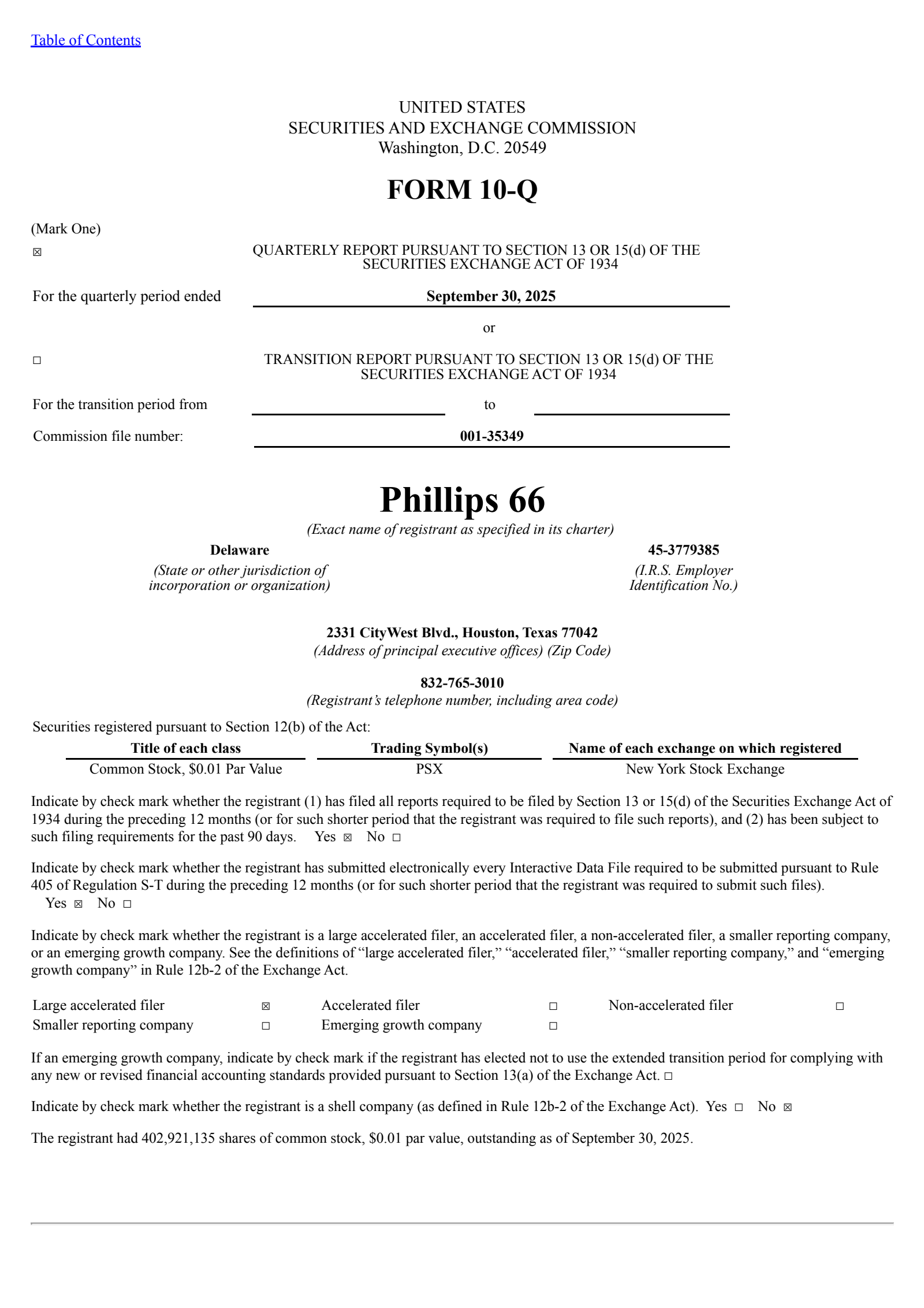 Phillips 66's Q3 2025 Quarterly Report
