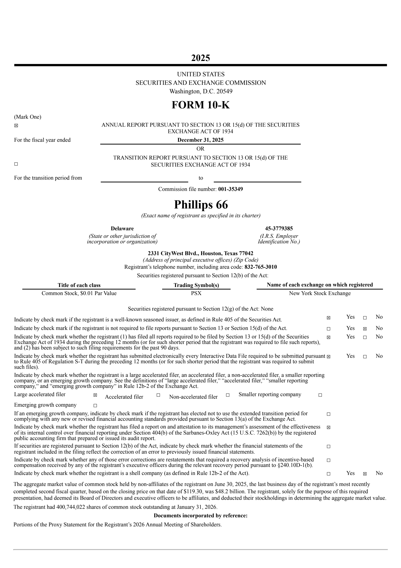 Phillips 66's Q4 2025 Annual report