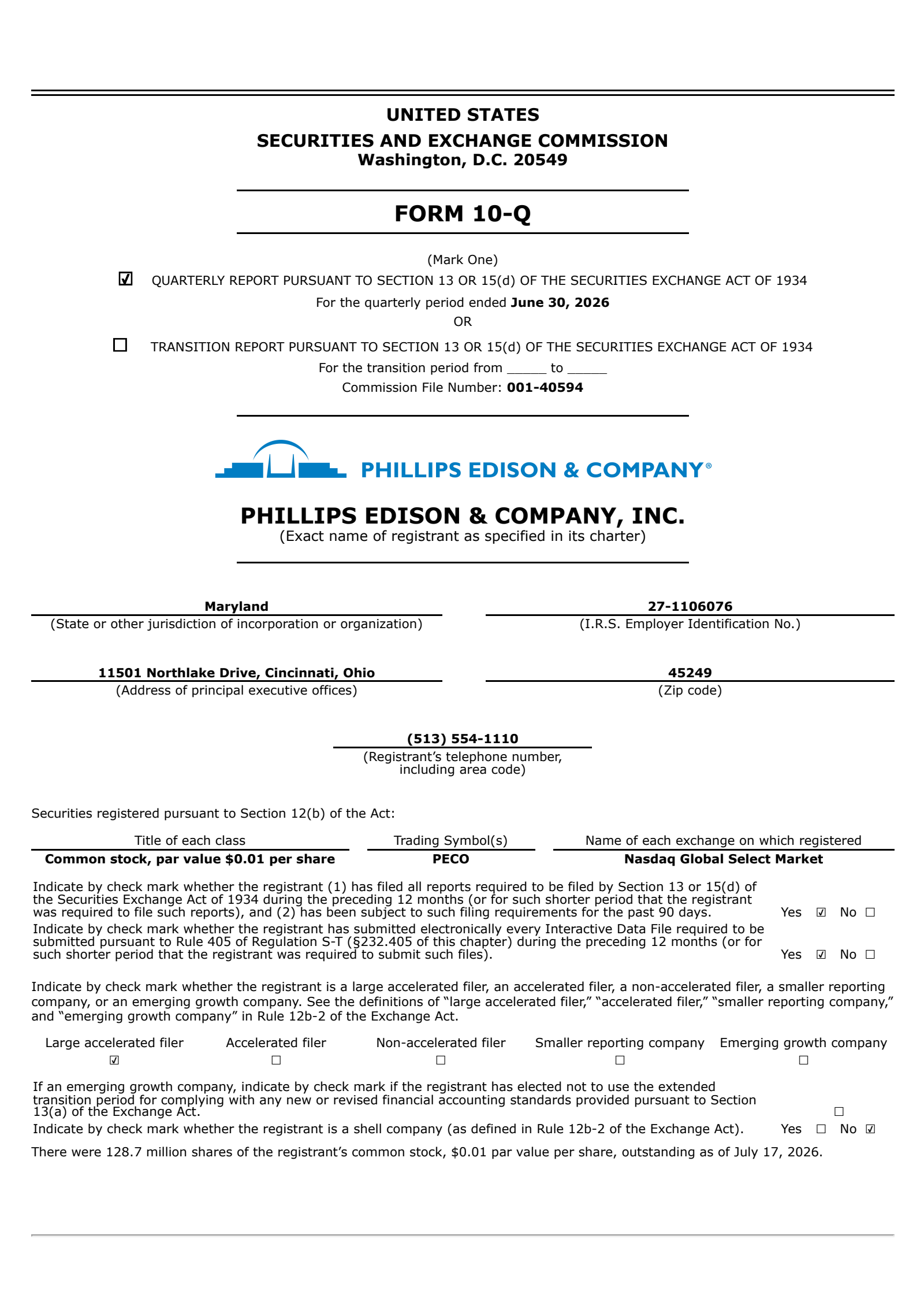 Phillips Edison & Company, Inc.'s Q2 2026 Quarterly report