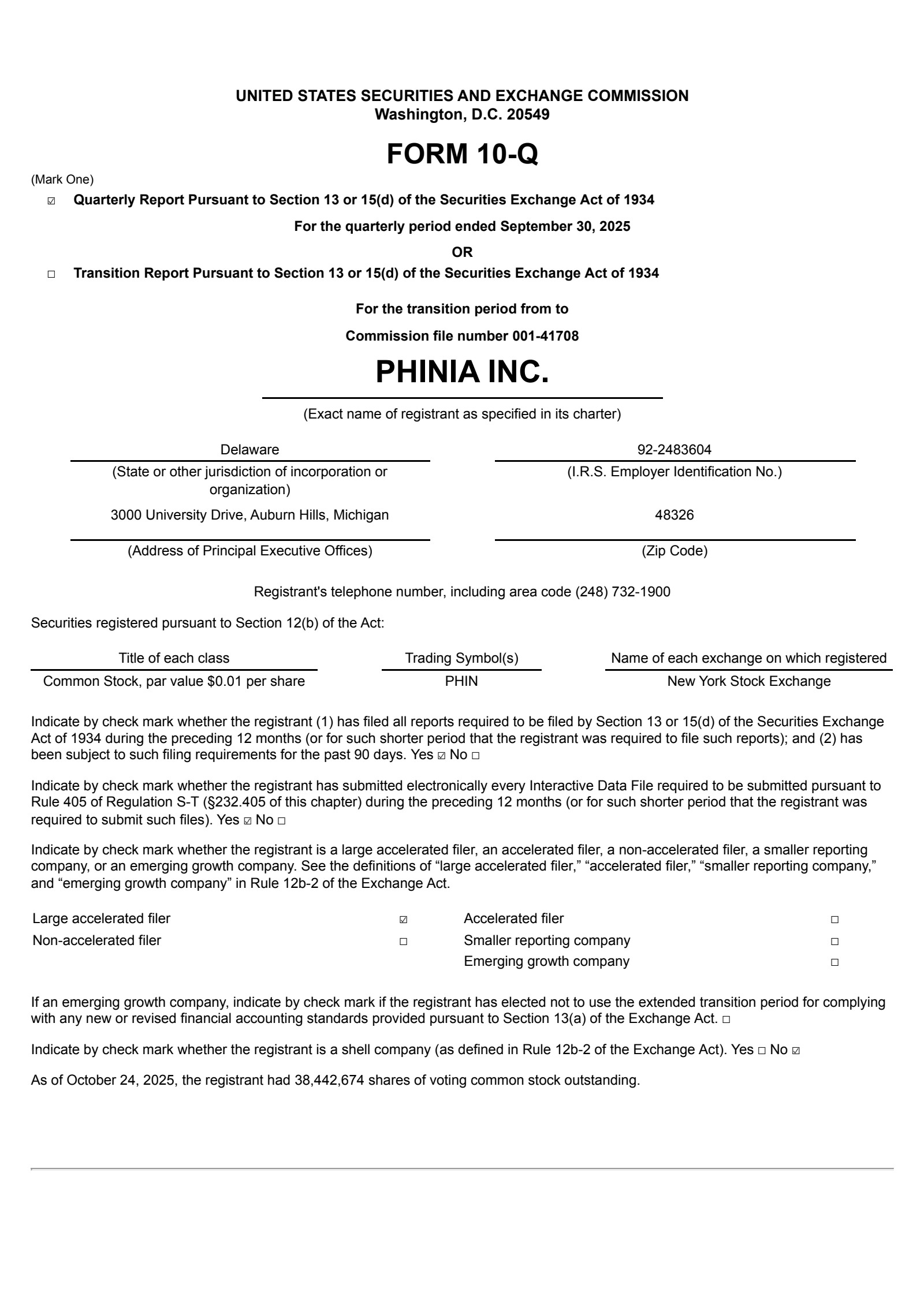 PHINIA's Q3 2025 Quarterly Report