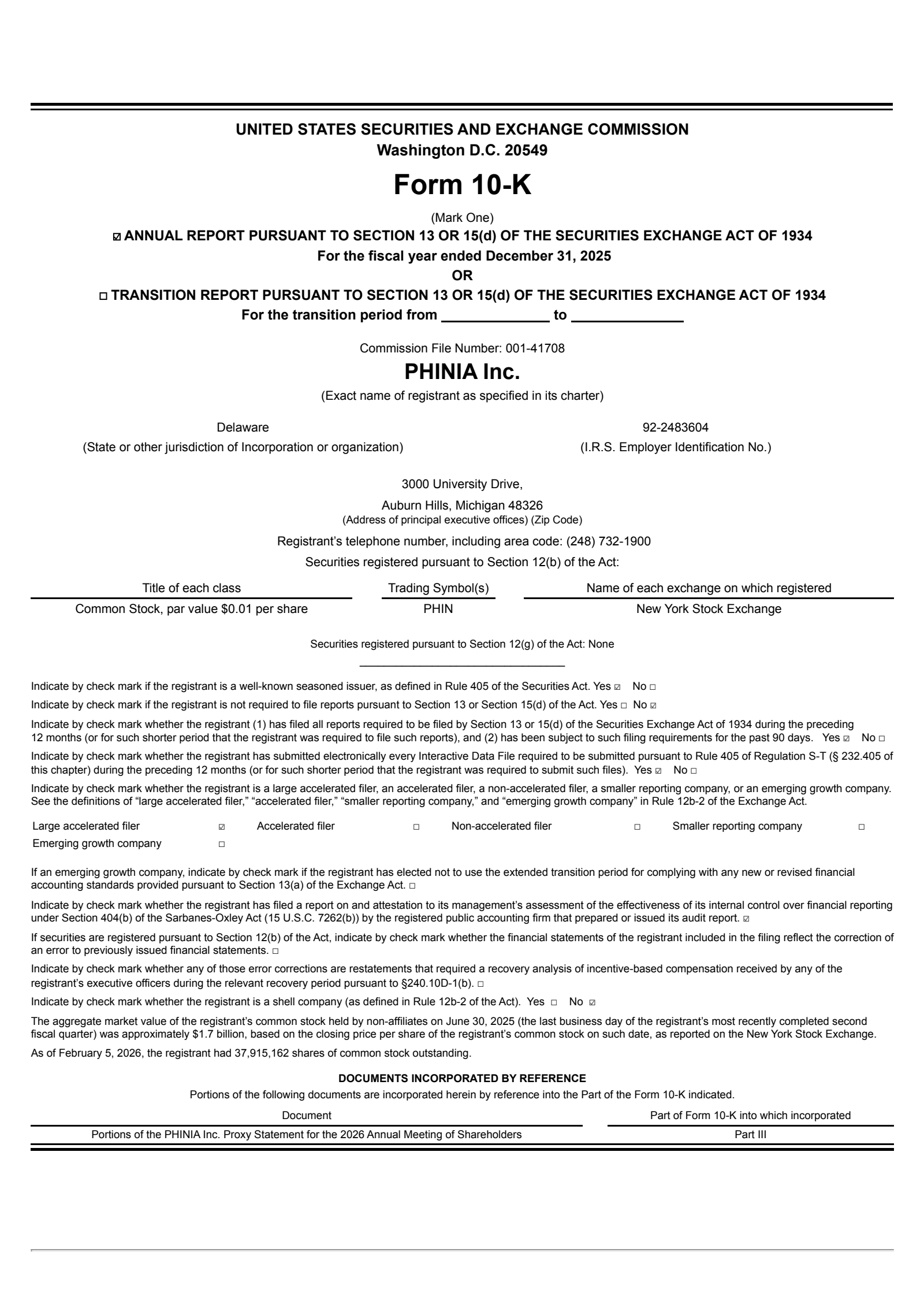 PHINIA's Q4 2025 Annual report