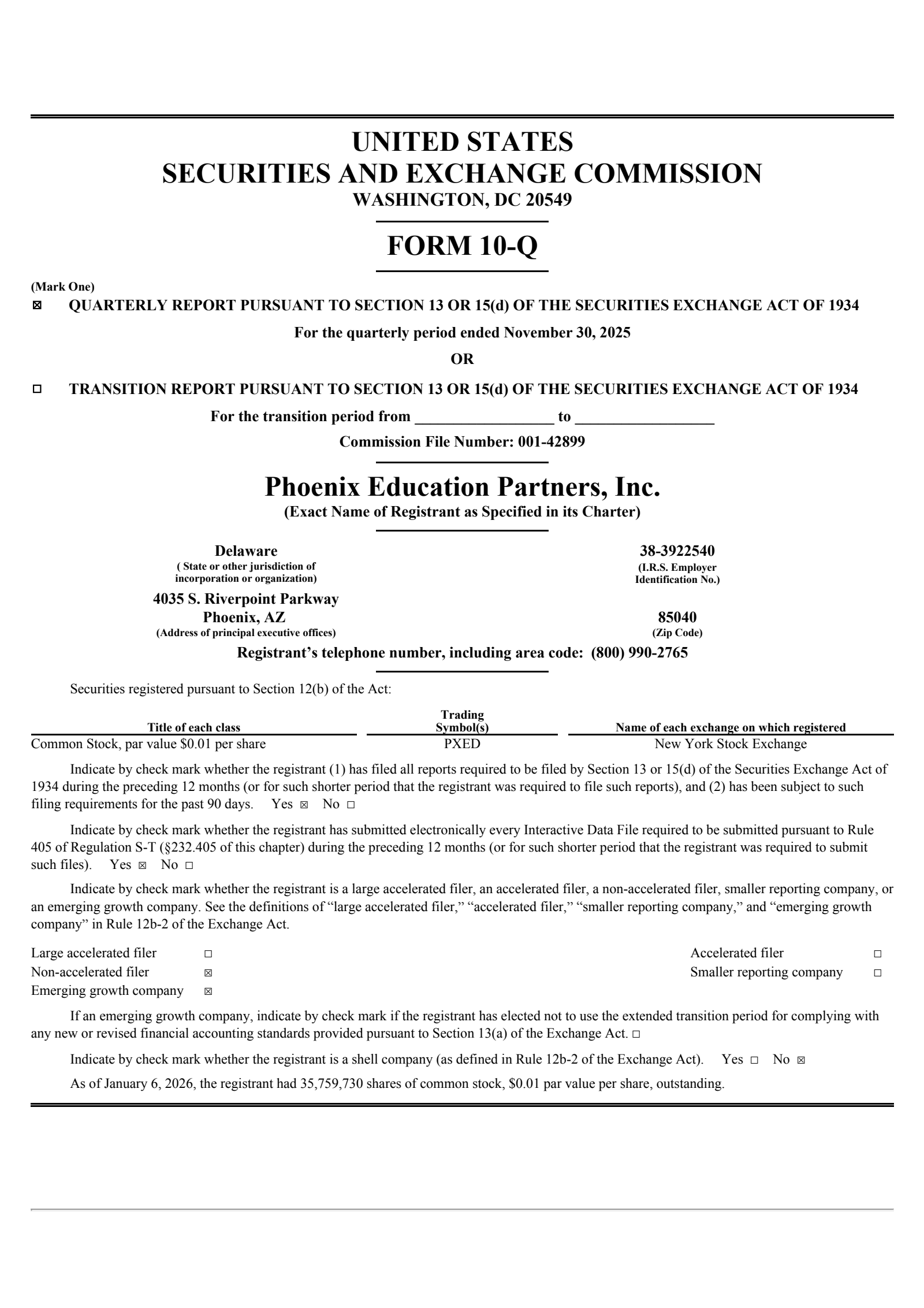 Phoenix Education Partners' Q1 2026 Quarterly report