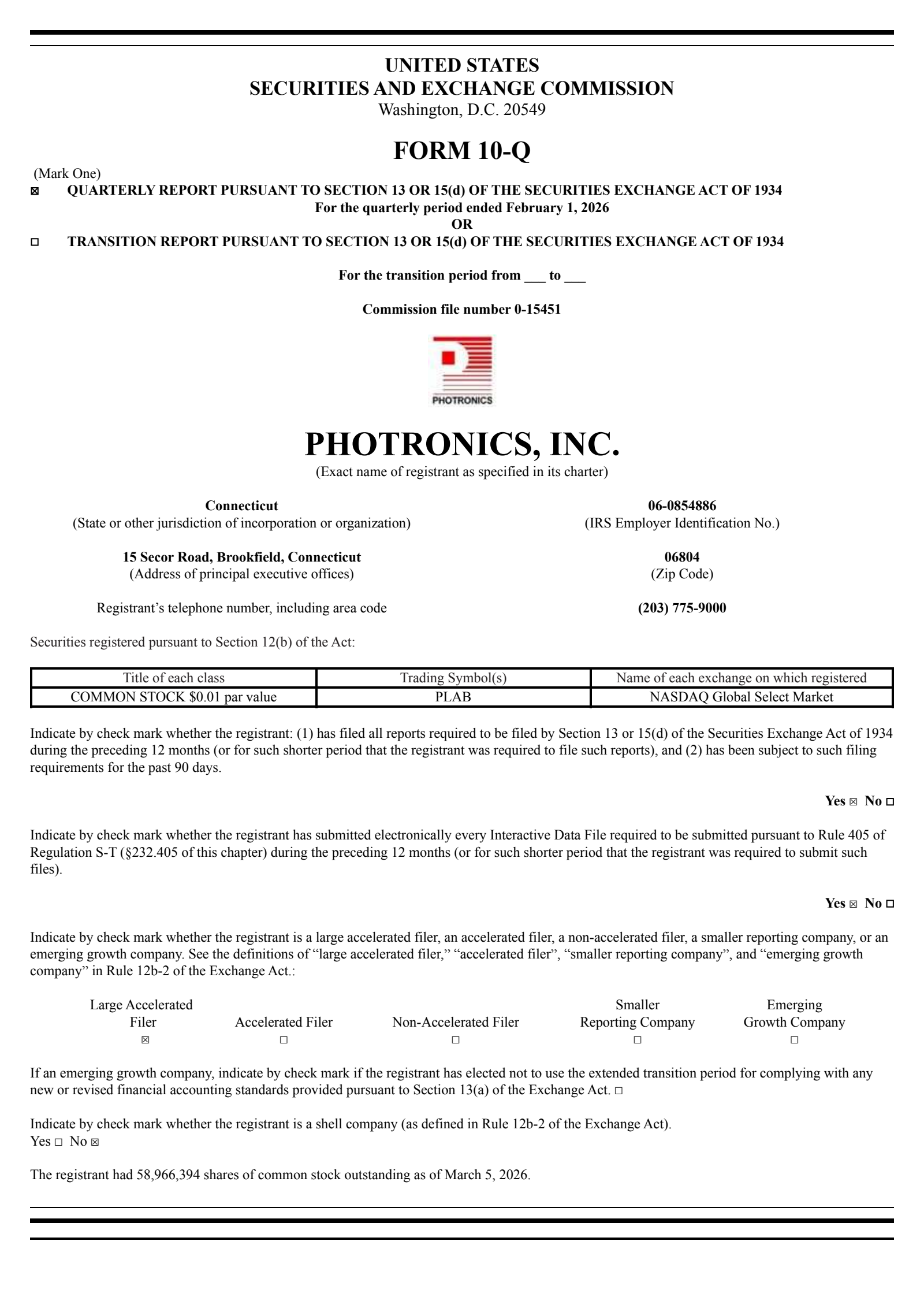 PLAB Q1 2026 Earnings Report on 2/25/2026