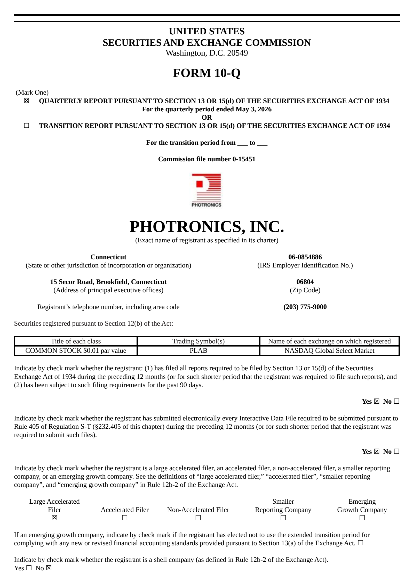 Photronics' Q2 2026 Quarterly report