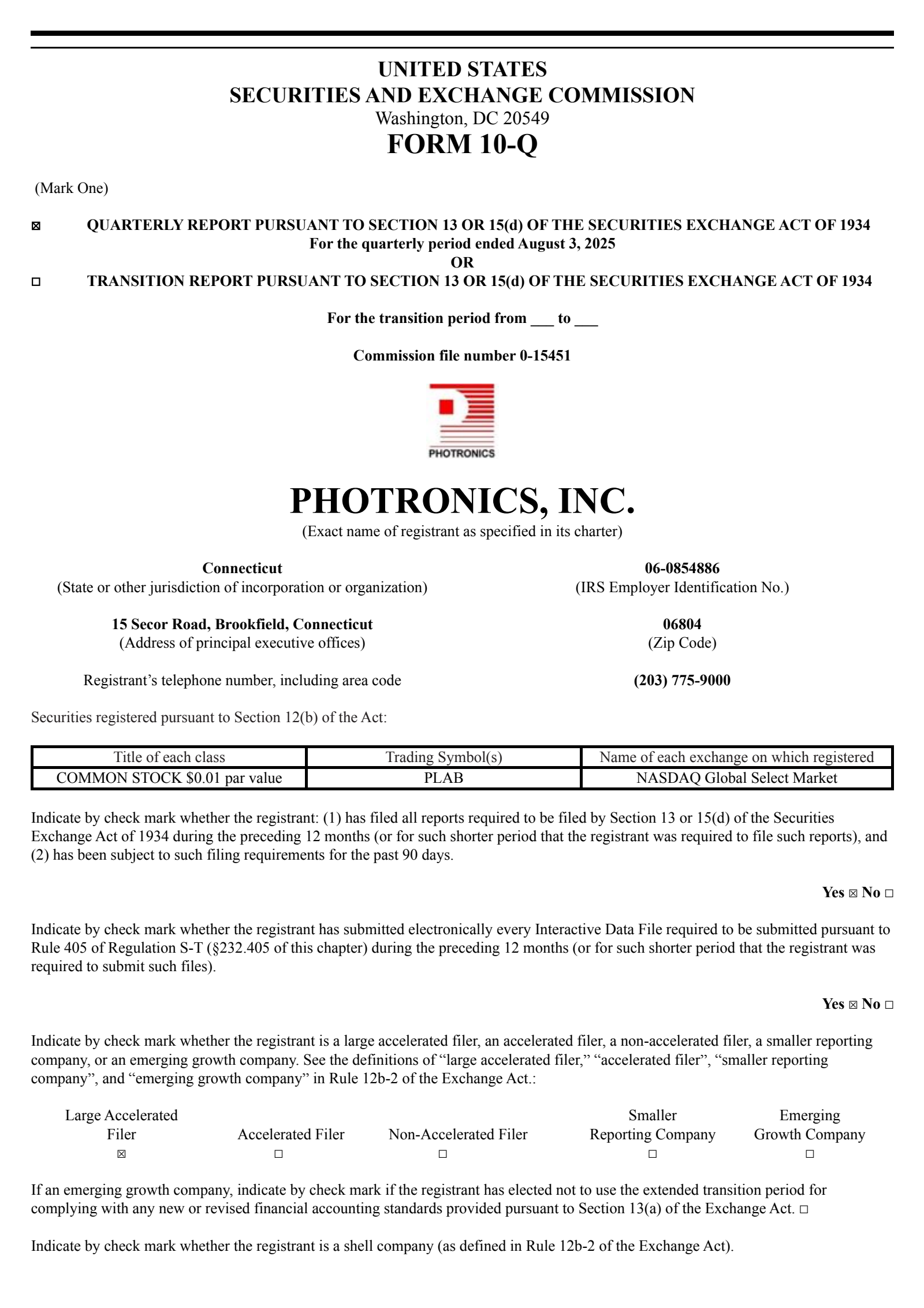 Photronics' Q3 2025 Quarterly Report