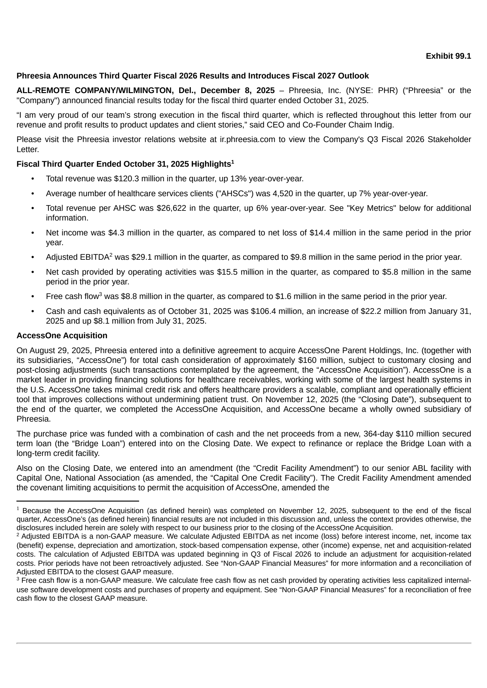 Phreesia's Q3 2026 Earnings Release