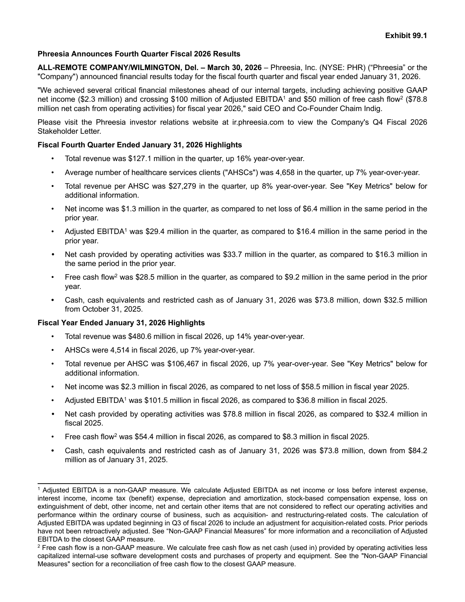 Phreesia's Q4 2026 Press Release