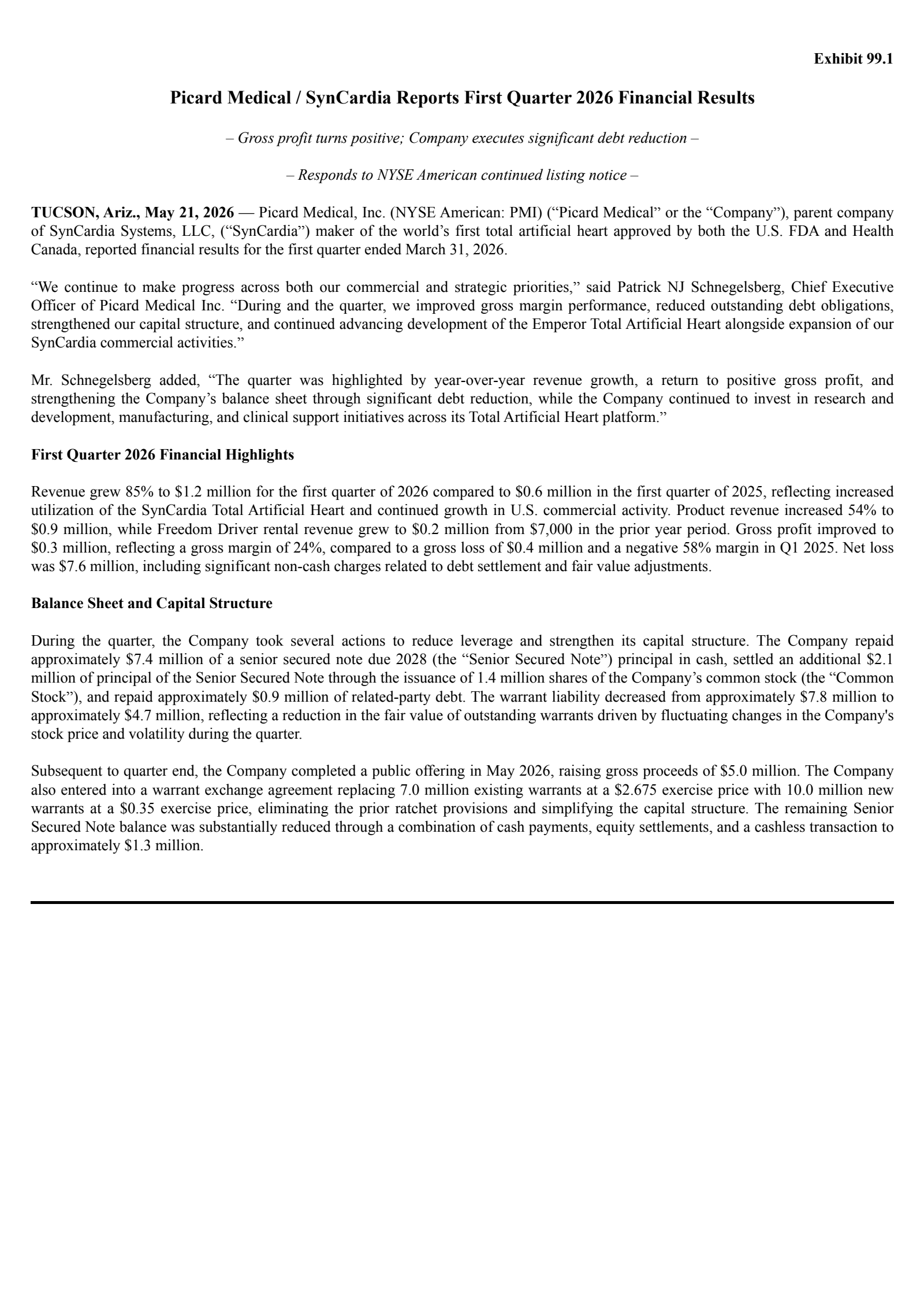 PMI's Q1 2026 Press Release