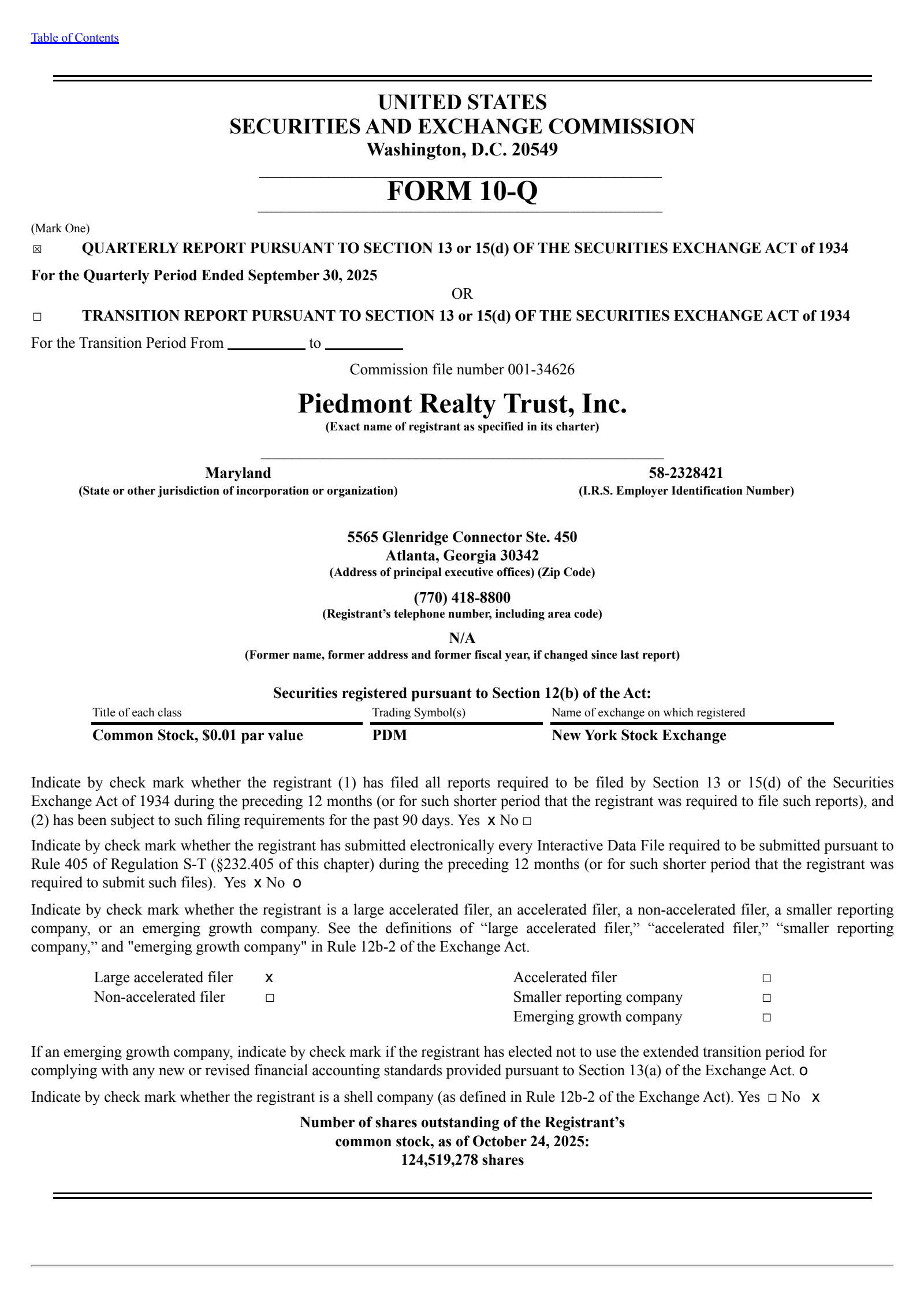 Piedmont Realty Trust's Q3 2025 Quarterly Report