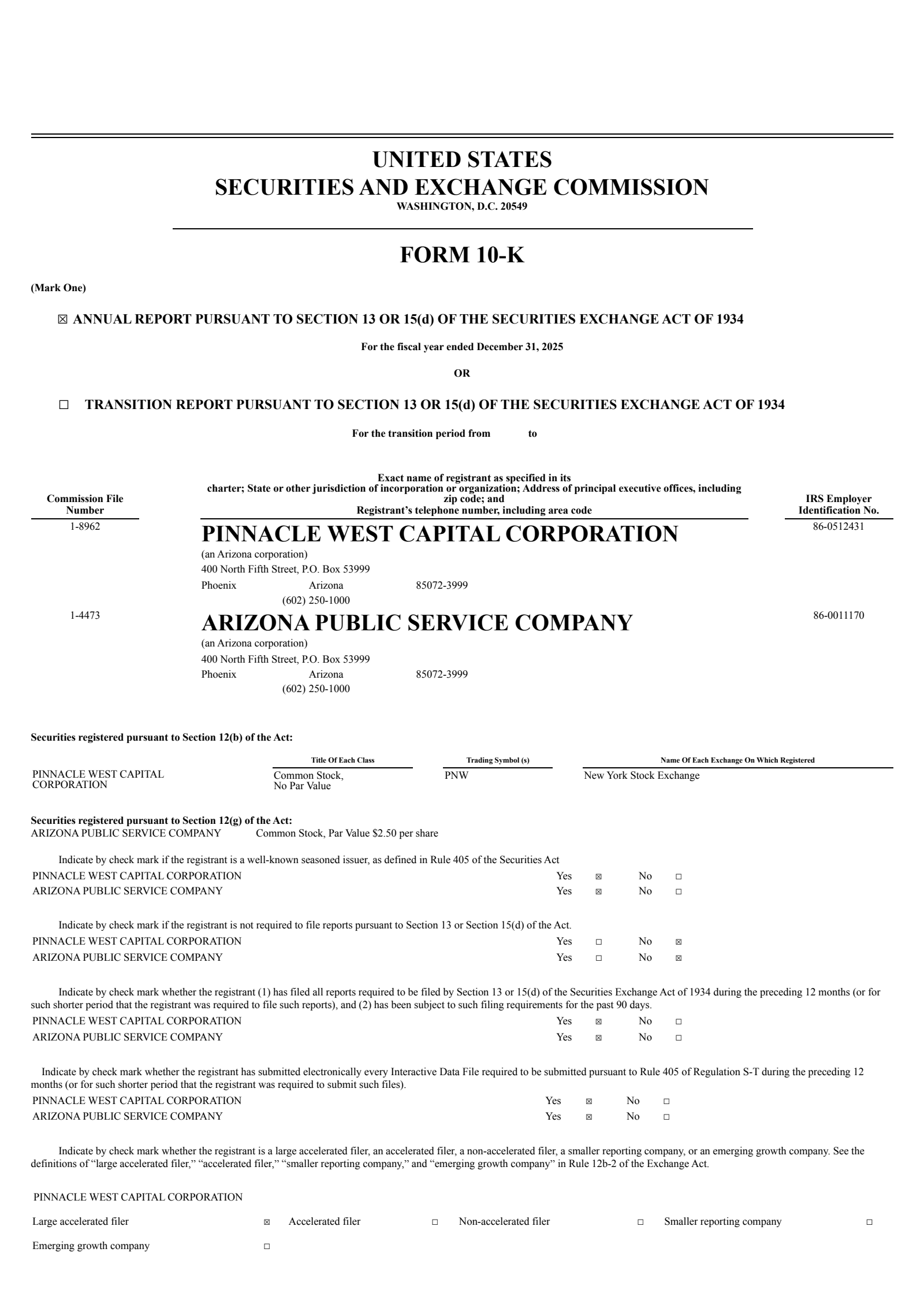 Pinnacle West Capital's Q4 2025 Annual report
