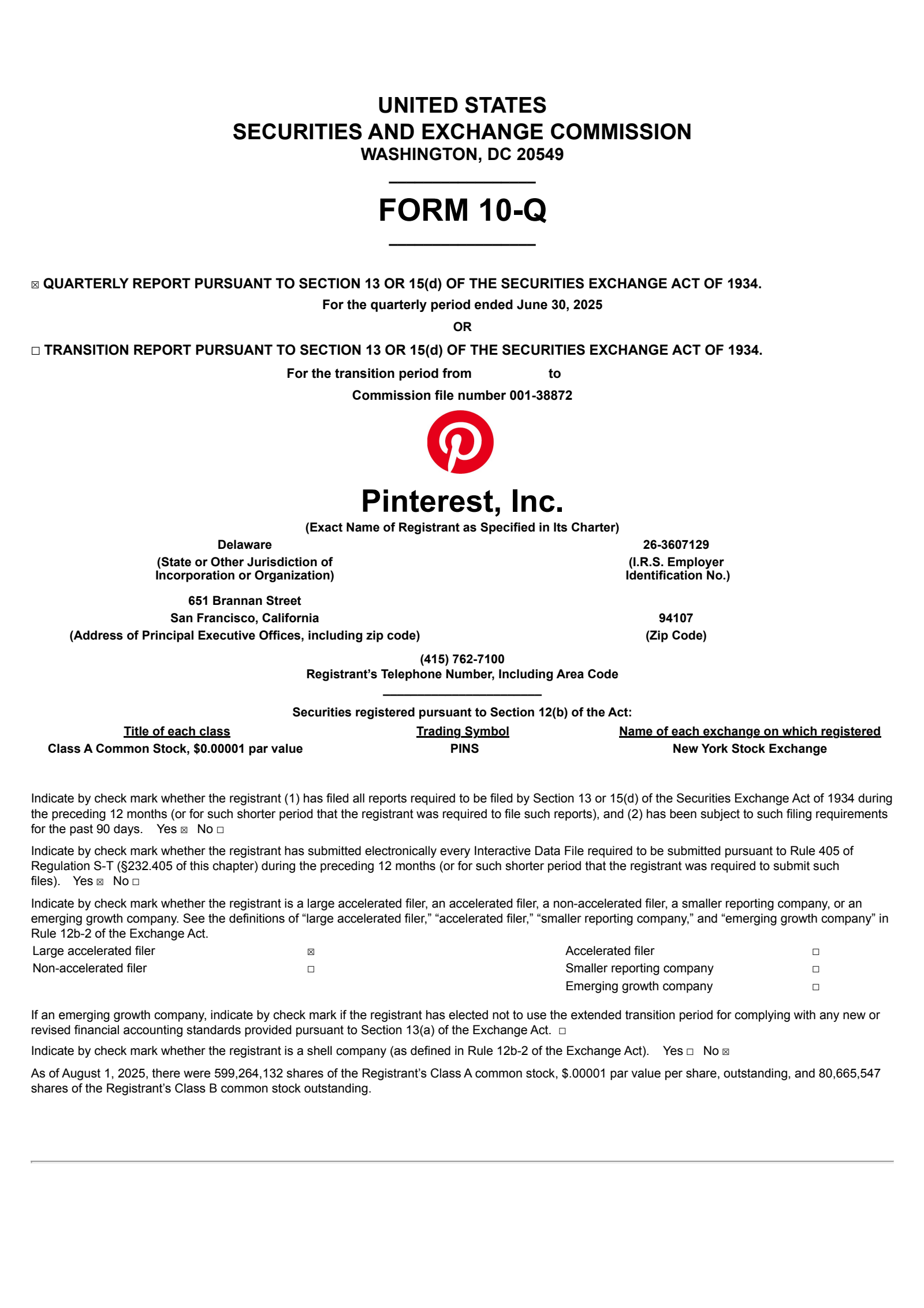 Pinterest's Q2 2025 Quarterly report