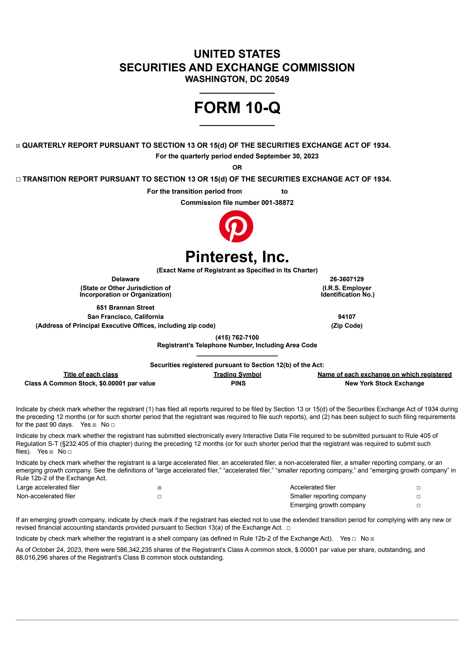 Pinterest's Q3 2023 Quarterly report